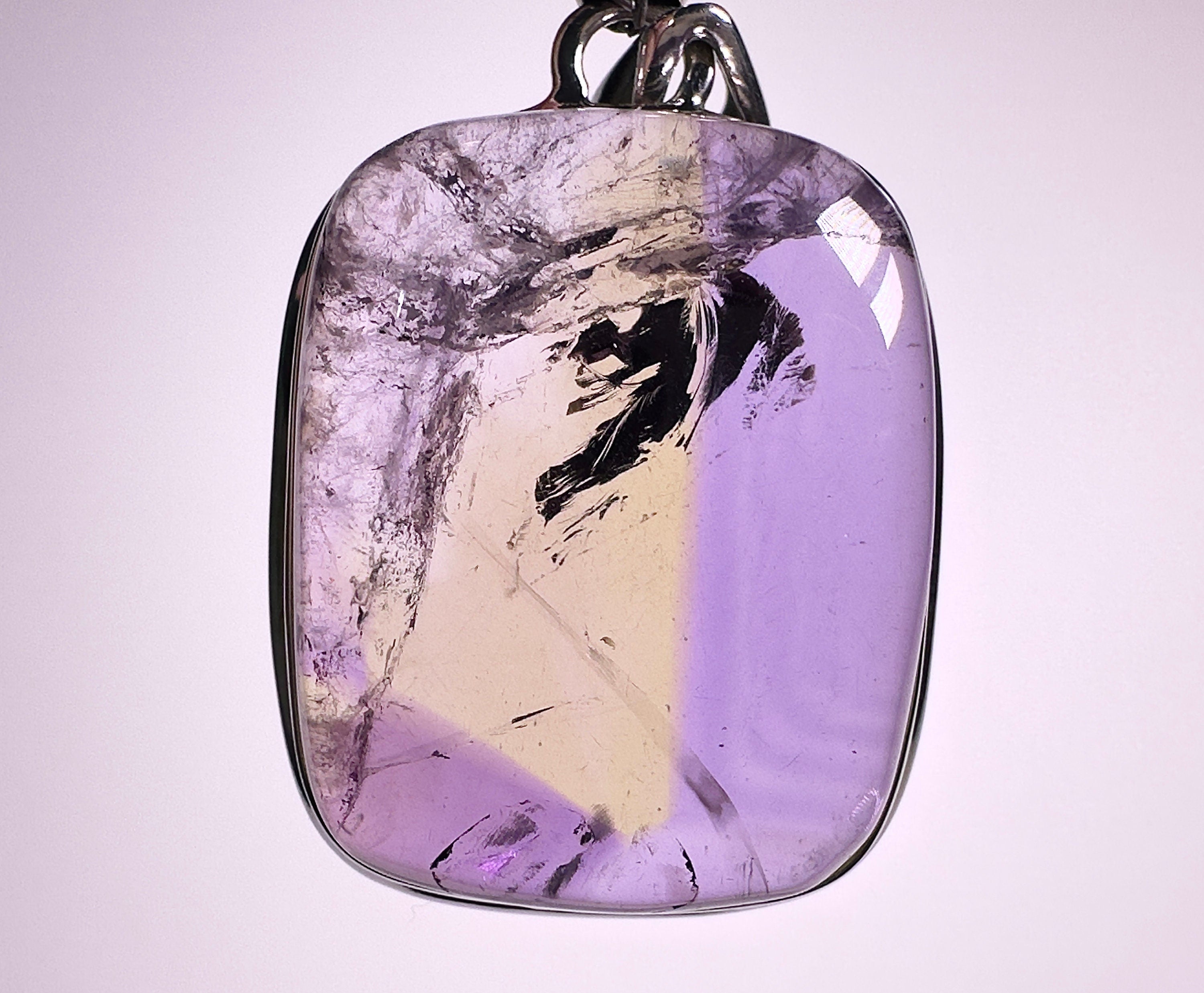 Authentic Ametrine Crystal Pendant - Genuine Polished Bolivian Ametrine Gemstone in Sterling Silver | 54098 | Perfect for Meditation, Healing & Spiritual Jewelry Gifts
