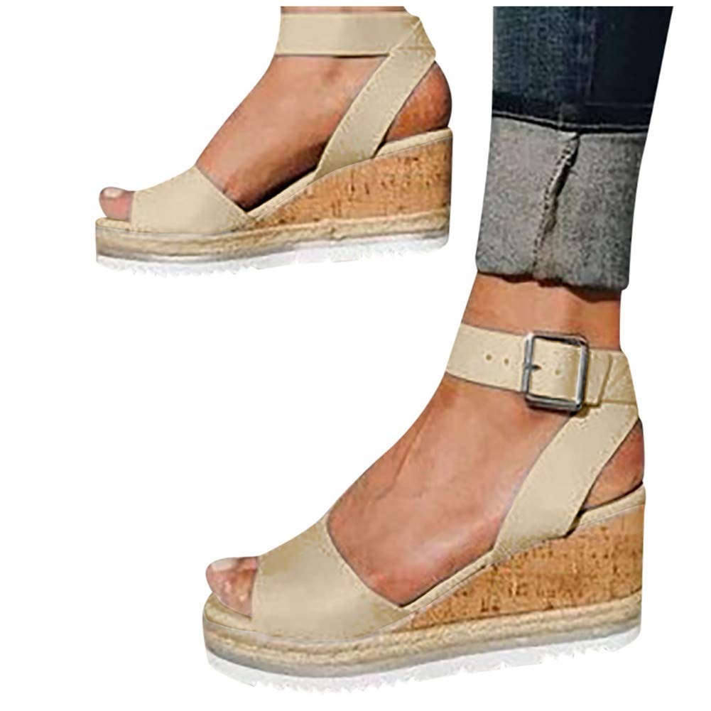 **Gibobby Women's Wide Width Platform Sandals - Casual Summer Flatform with Ankle Buckle Strap & Open Toe - Perfect for Beach, Vacation & Everyday Wear**