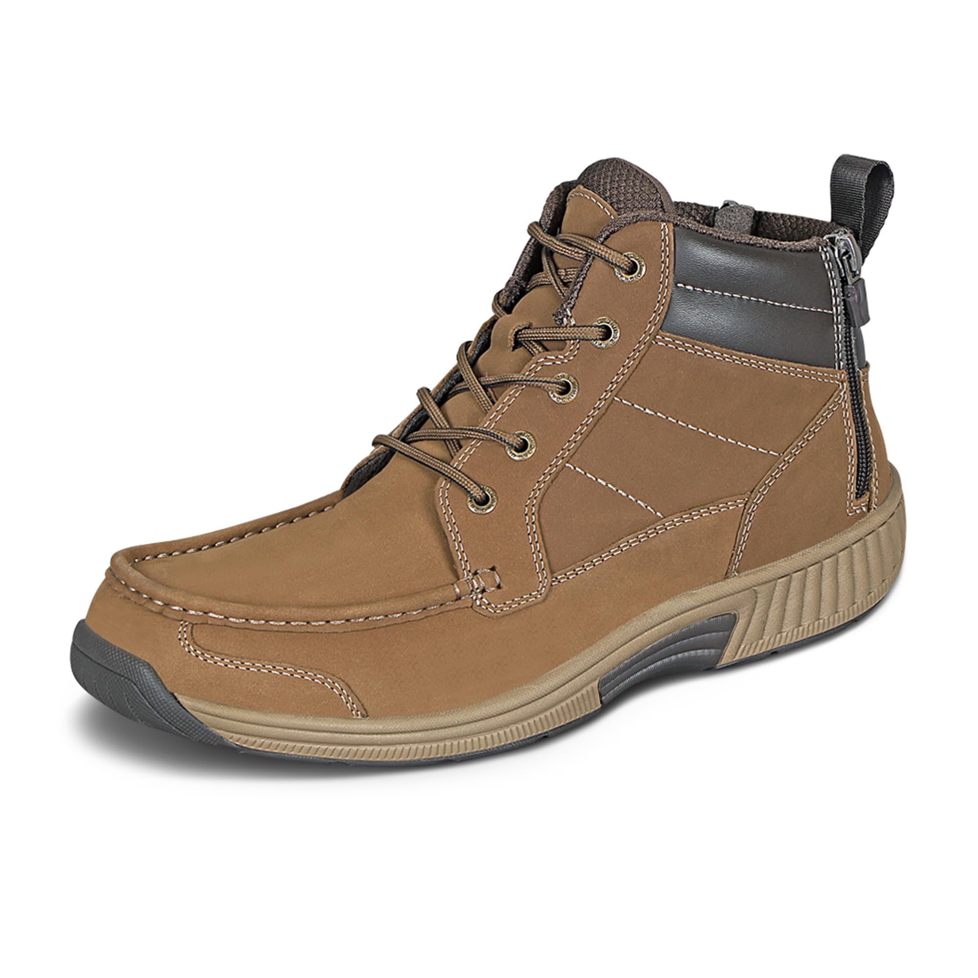 Orthofeet Men's Orthopedic Leather Ryder Boots - Comfortable & Supportive Diabetic Shoes for Plantar Fasciitis Relief - Perfect for Walking, Work & Outdoor Activities