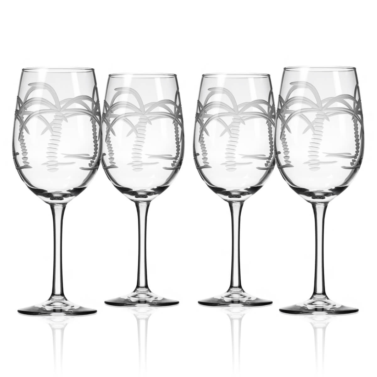 Premium 12oz White Wine Glasses with Palm Tree Design - Set of 4 for Tropical Cocktails, Beach Parties & Summer Entertaining
