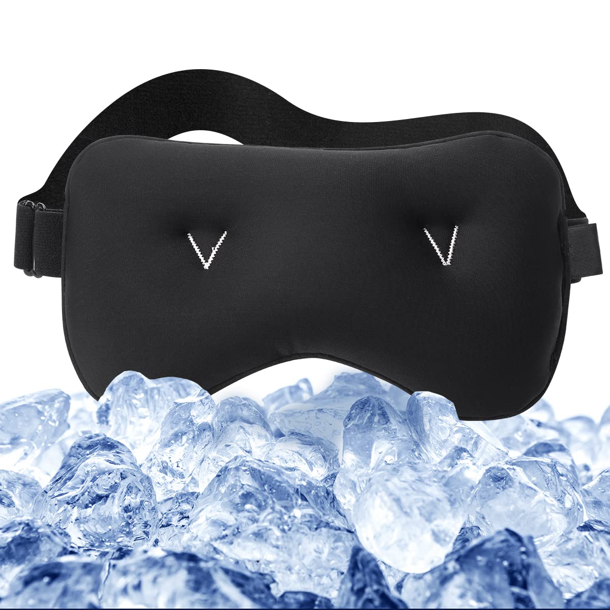 Weighted Eye Mask for Migraine & Headache Relief - Cooling Therapy Eye Pillow with Glass Beads for Sinus Pain, Dry Eyes & Dark Circles - Light Blocking Sleep Mask for Stress Relief & Better Sleep at Night