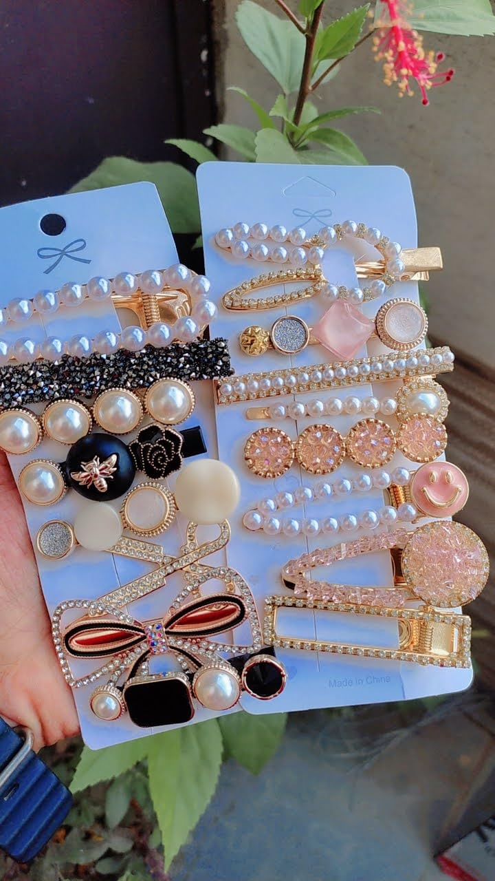 SUNBIRD Simple Barbie Hair Clips - 6 Pcs Checker Hair Barrettes with Wave Geometric Design, Korean Minimalist Bobby Pins for Women & Girls - Perfect for School, Work, Parties & Daily Styling (Black Beauty Alligator)