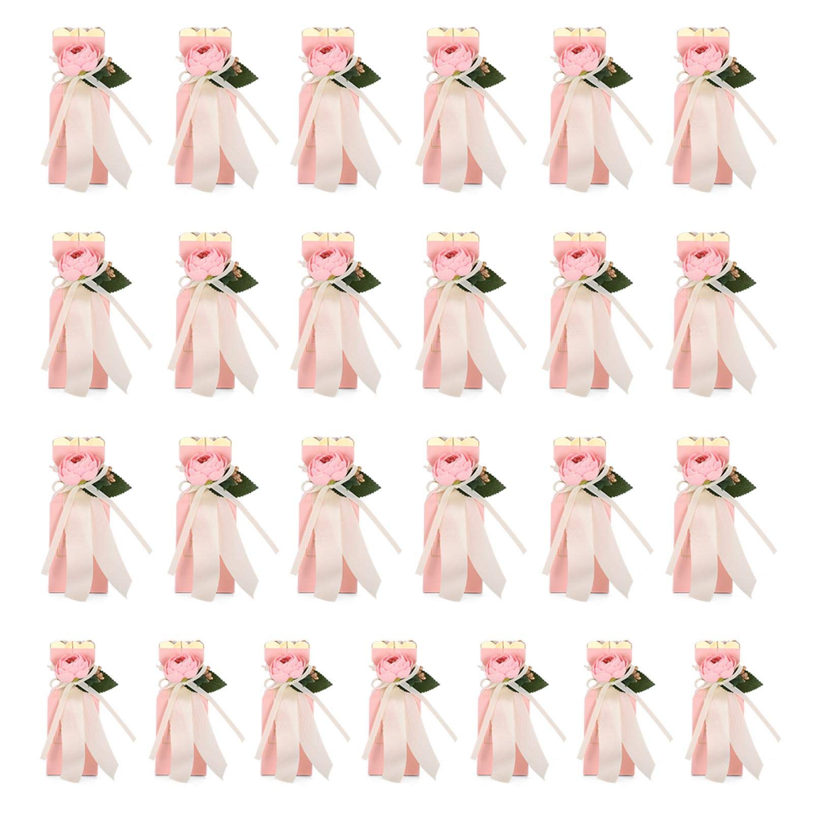 25 Pcs Wedding Favor Boxes with Ribbons - DIY Candy Gift Boxes for Party Decorations
