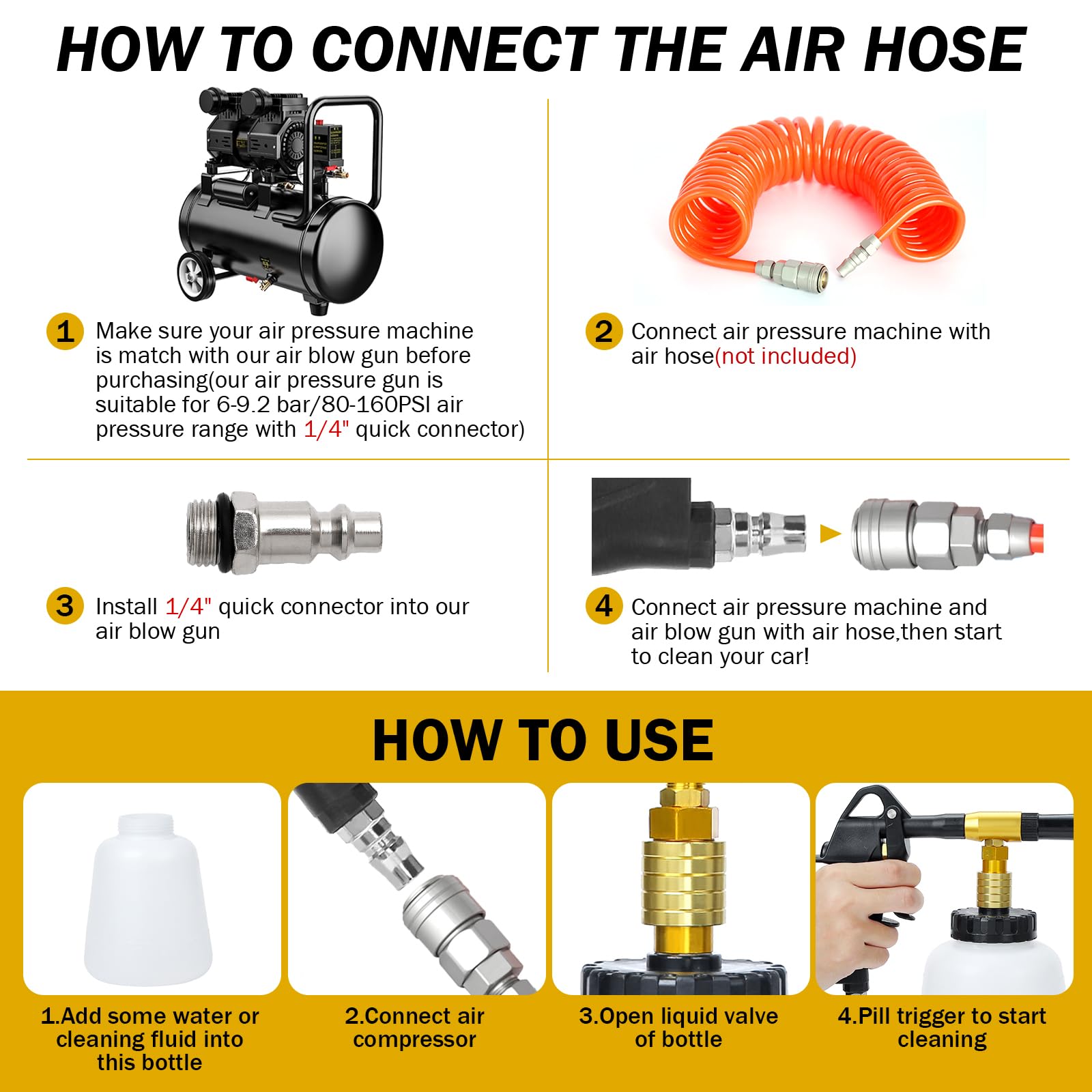 Car Cleaning Gun - High Pressure Air Blow Gun for Auto Detailing | Quickly Removes Dirt & Dust | Compatible with Air Compressor | Perfect for Vehicle Washing, Workshop Cleaning & Home Use