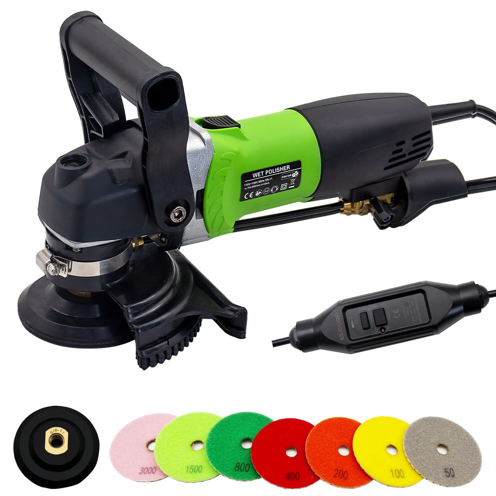 800W 4-Inch Electric Wet Stone Polisher - Variable Speed Grinder & Buffing Machine with 7PCS Diamond Polishing Pads - Perfect for Granite, Tile, Concrete Countertops & Floors - Ideal for Home Renovation, DIY Projects & Professional Surface Polishing