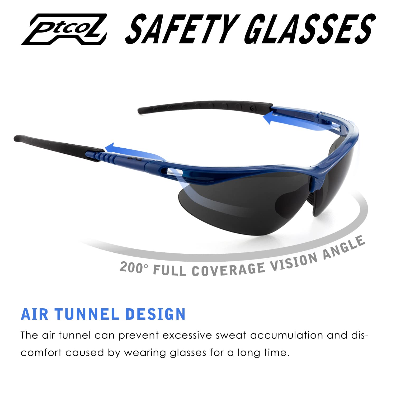 Anti-Fog & Scratch-Resistant Sports Safety Sunglasses for Men & Women - UV Protection Tinted Lenses, Blue & Black Frames (2 Pairs) - Perfect for Cycling, Running, Lab Work & Outdoor Activities