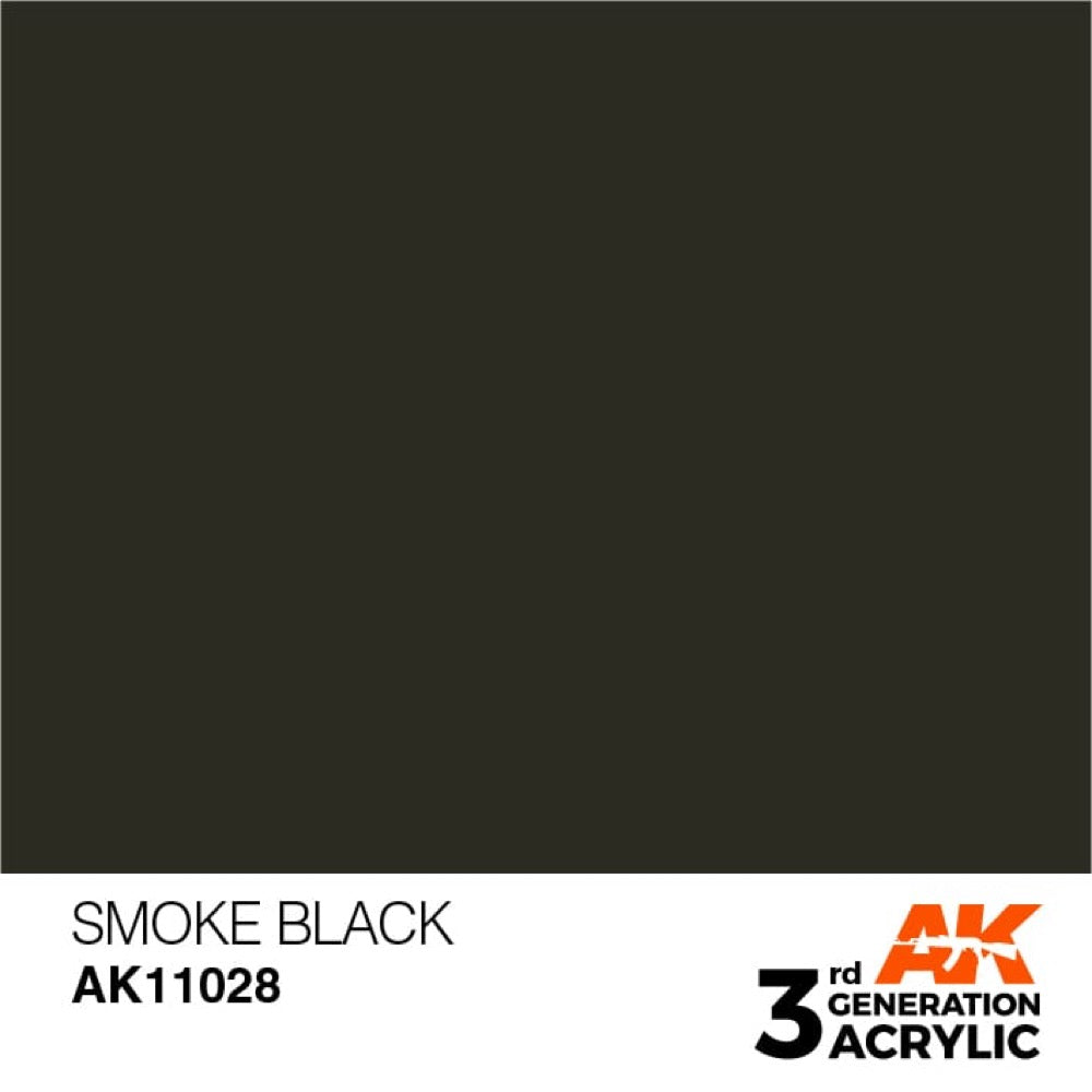 AK Interactive AK11028 Smoke Black Acrylic Paint - 17ml Bottle (3rd Gen) - Premium Model Paint for Miniatures, Dioramas & Scale Models - Perfect for Weathering Effects & Realistic Detailing