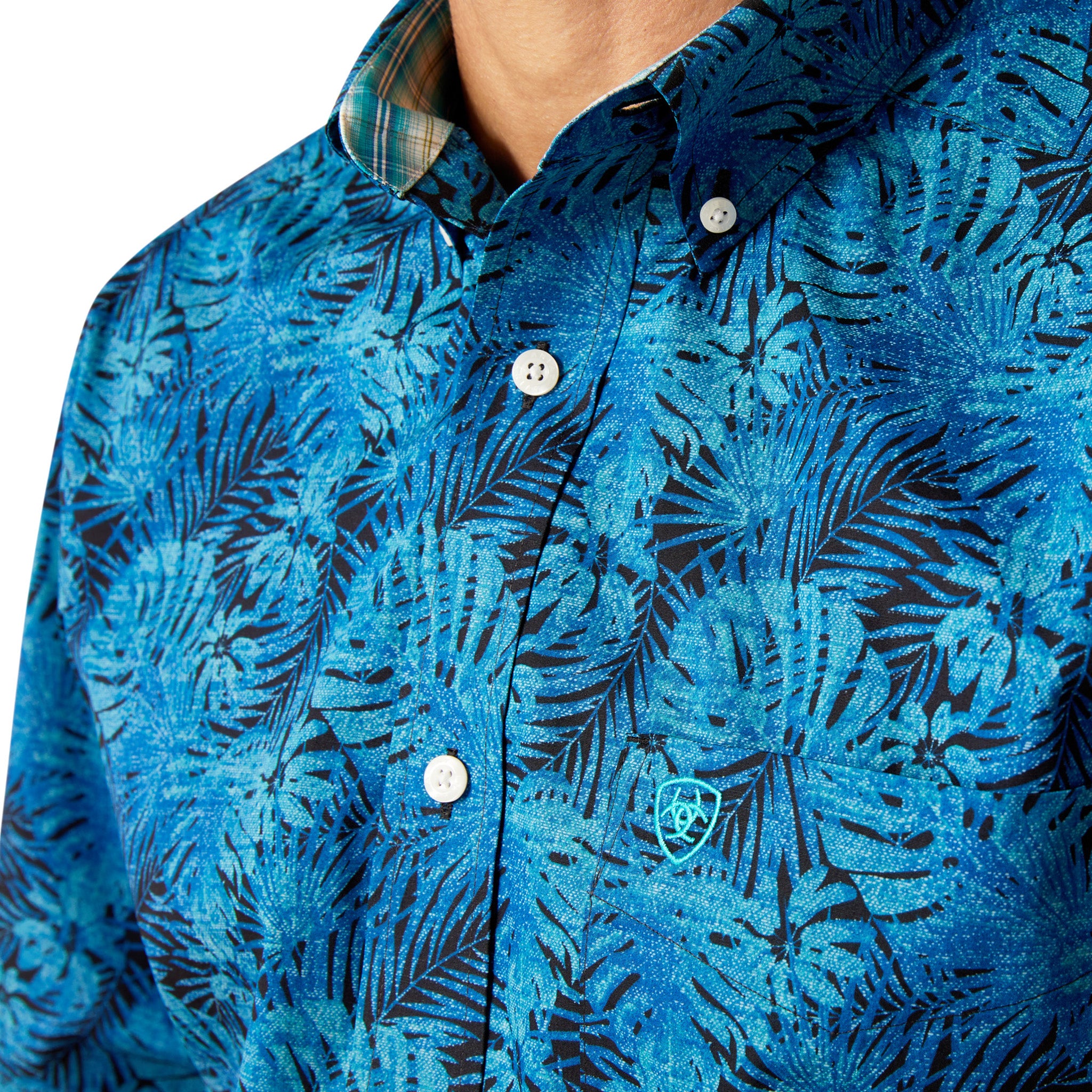 Ariat Men's Blue Kylo Hawaiian Print Short Sleeve Shirt - Breathable Casual Button-Up for Summer, Beach, and Tropical Vacations