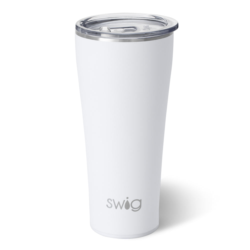 32oz White Insulated Tumbler with Lid & Straw - Leakproof Stainless Steel Travel Mug for Hot & Cold Drinks - Perfect for Coffee, Tea, Water on the Go, Office, Gym, Hiking & Outdoor Activities