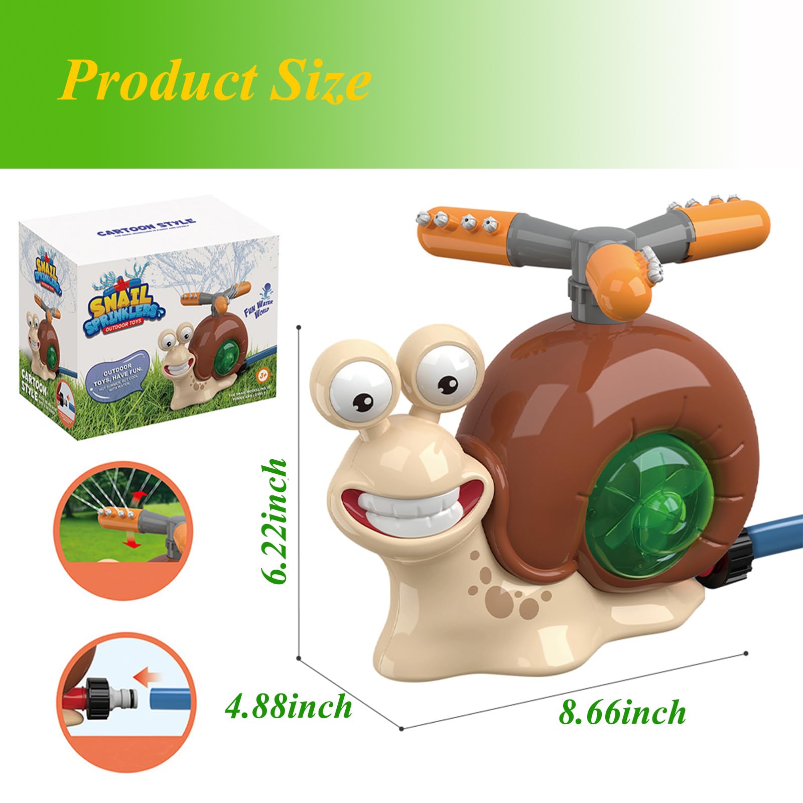 360° Rotating Snail Sprinkler for Kids - Fun Outdoor Water Play Toy with Garden Hose Attachment | Perfect for Backyard, Lawn, and Summer Activities