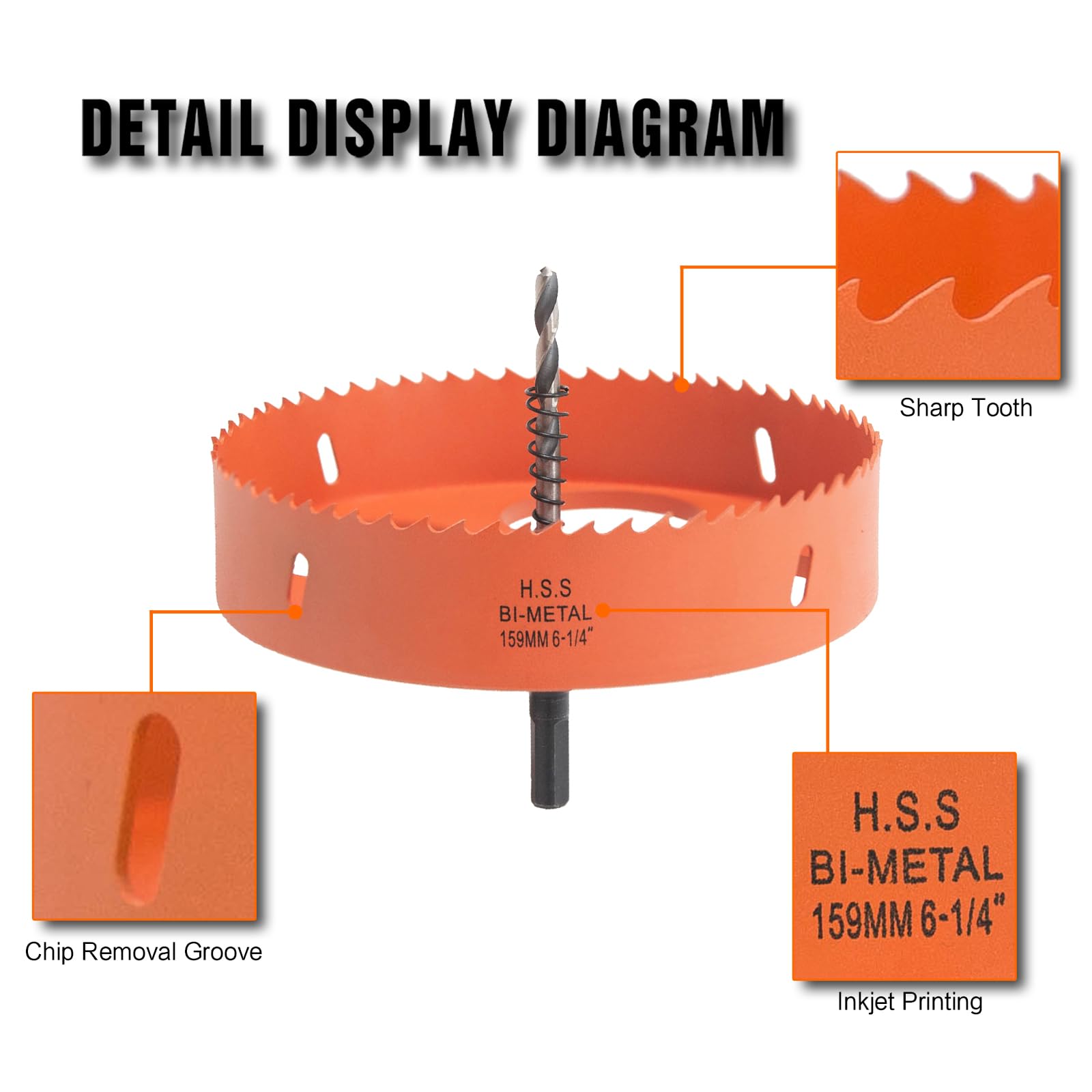 6.25 Inch Bi-Metal Hole Saw for Recessed Lights - 6-1/4 Inch Hole Cutter with Dust Bowl Catcher - Perfect for LED Can Lights, Wood, Metal & Drywall Installation - Ideal for Electricians and DIY Home Improvement Projects