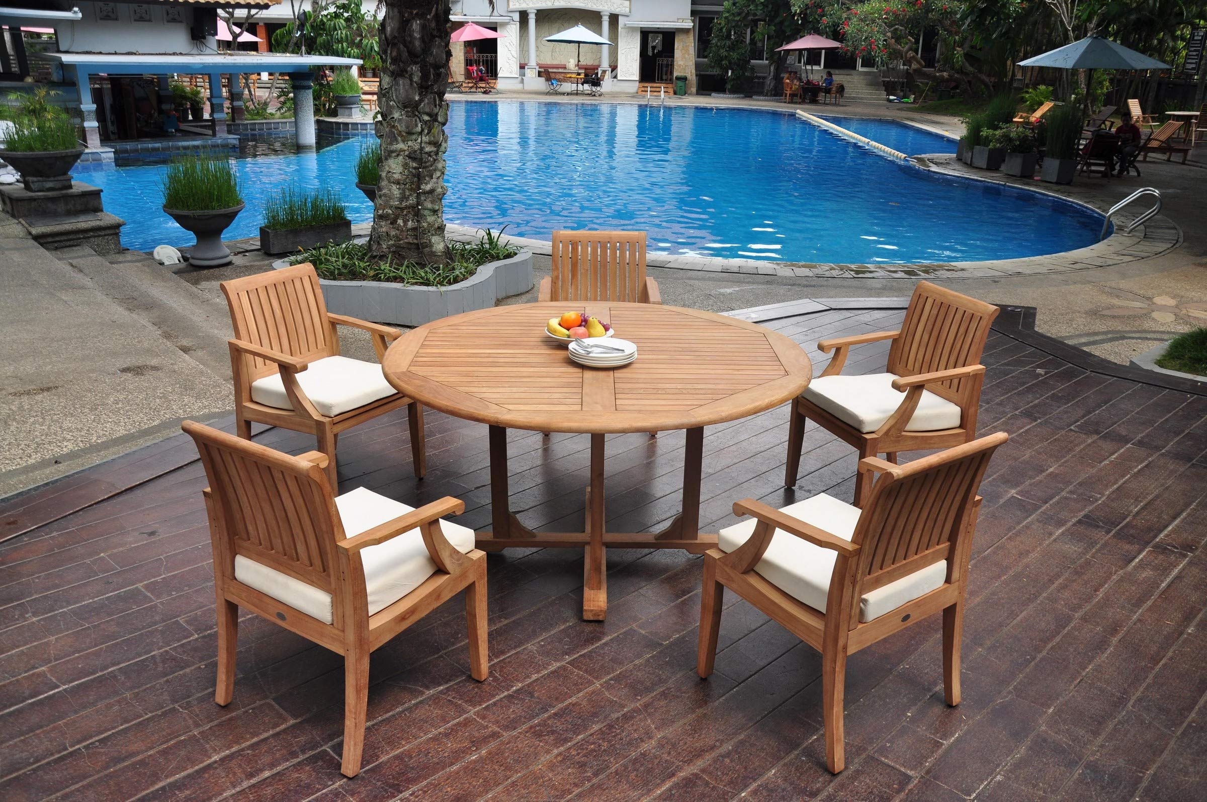 Premium 5-Piece Teak Wood Dining Set with 60