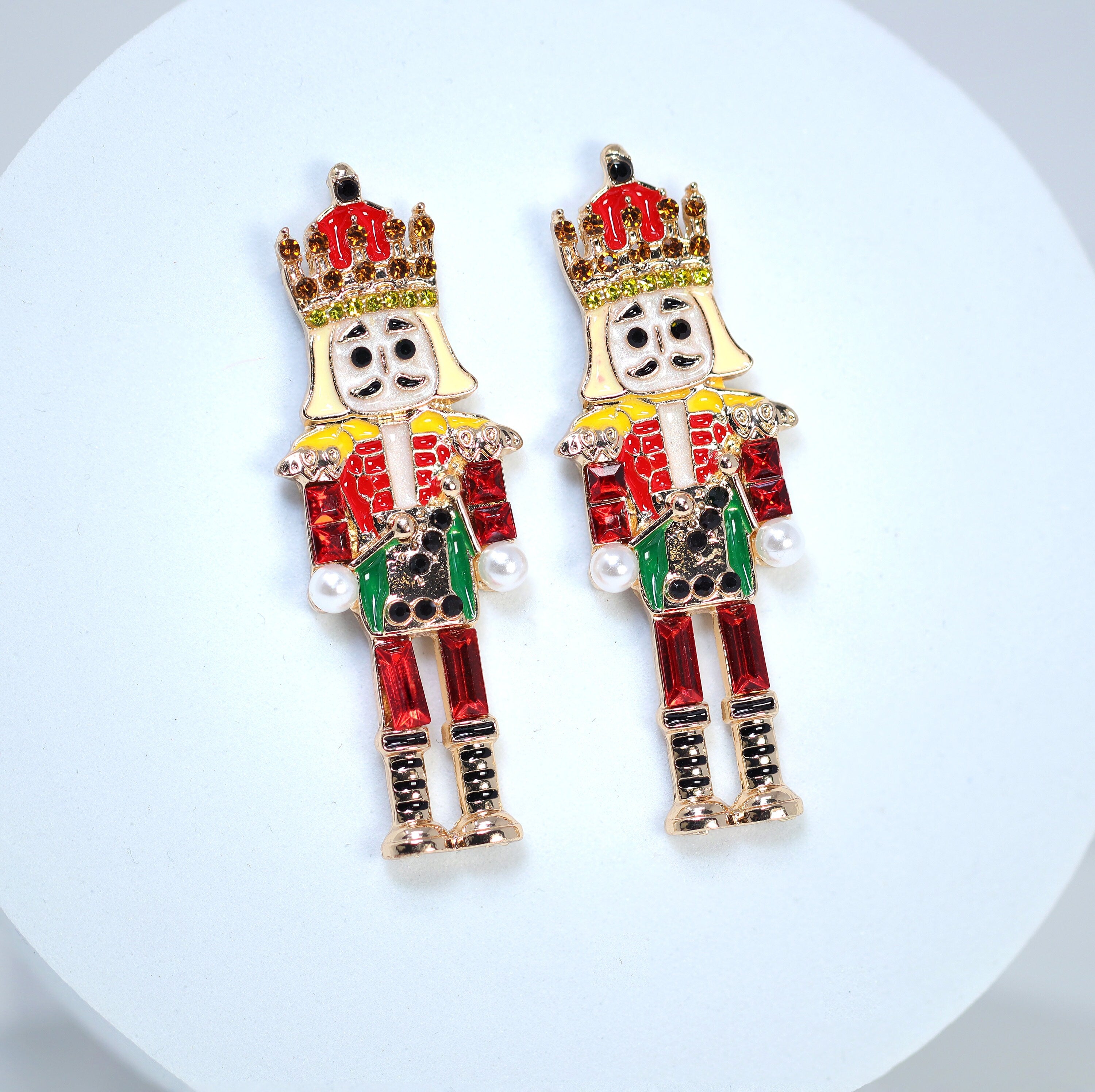 Red and Green Nutcracker Christmas Earrings - Festive Holiday Statement Jewelry for Women - Perfect for Christmas Parties, Gift Exchanges & Holiday Outfits