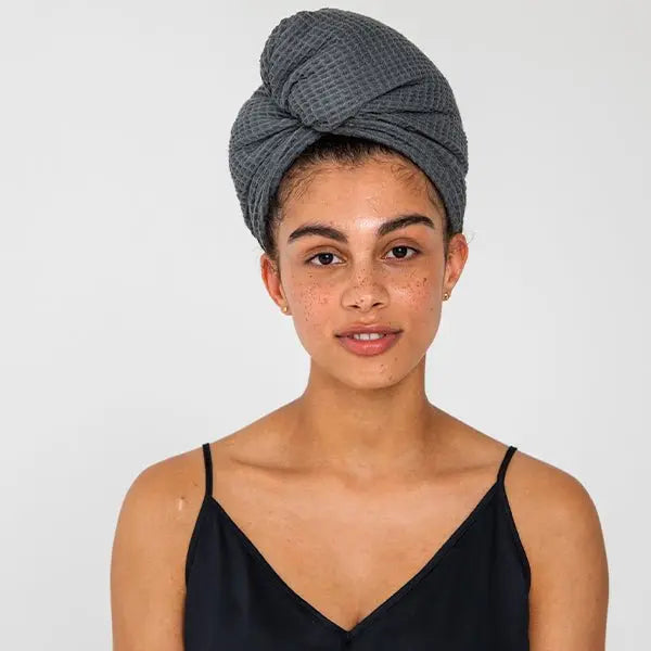 Soft & Absorbent Waffle Hair Towel for Women & Men - Quick Dry Microfiber Hair Wrap for Wet Hair After Shower, Swimming, or Gym - Perfect for Curly, Long, and Thick Hair