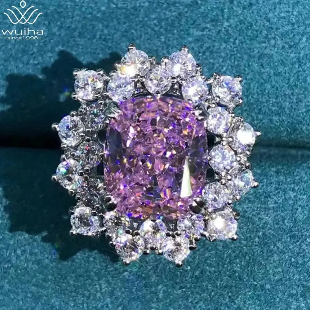 WUIHA 925 Sterling Silver 3EX Cushion Cut 6CT VVS D Color Moissanite Engagement Ring | Custom Wedding Jewelry for Brides & Proposals | Perfect for Anniversaries & Special Occasions