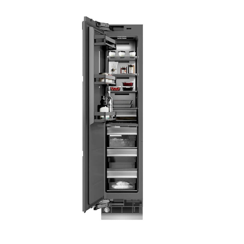 ZLINE Autograph Edition 18 Inch 8.6 cu ft Panel Ready Left Hinge Column Freezer - Graphite Gray Interior with Polished Gold Accents (RBCFVLZ 18 G) | Perfect for Home Kitchens, Restaurants & Commercial Use