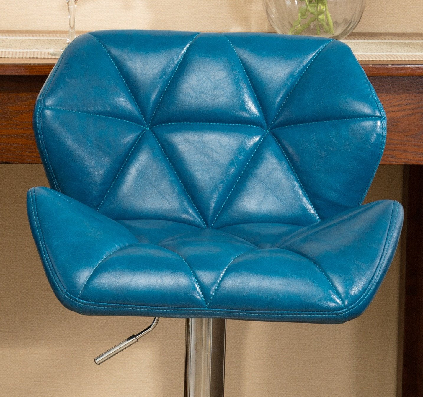 Roundhill Furniture Glasgow Contemporary Tufted Adjustable Height Hydraulic Bar Stools, Blue, Set of 2 - Perfect for Kitchen Islands, Home Bars & Modern Dining Areas