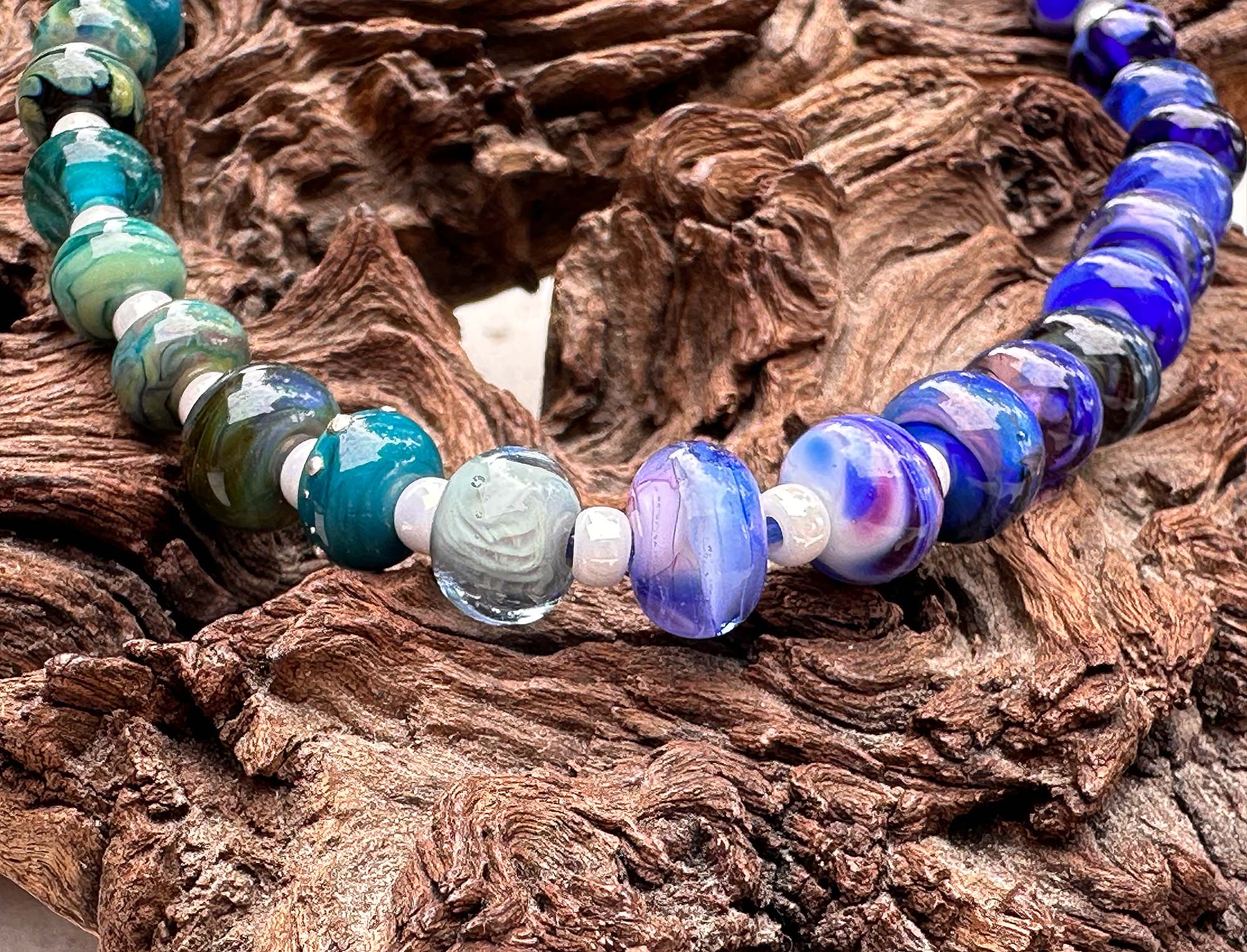 33 Mini Blue Orphan Mix Lampwork Glass Beads Set for Jewelry Making - DIY Bracelets, Necklaces, and Craft Projects (SRA)
