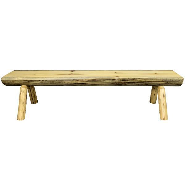 Rustic Half Log Plank Bench - Natural Wood Outdoor Seating for Garden, Patio, and Backyard Decor - Perfect for Camping, Picnics, and Relaxation