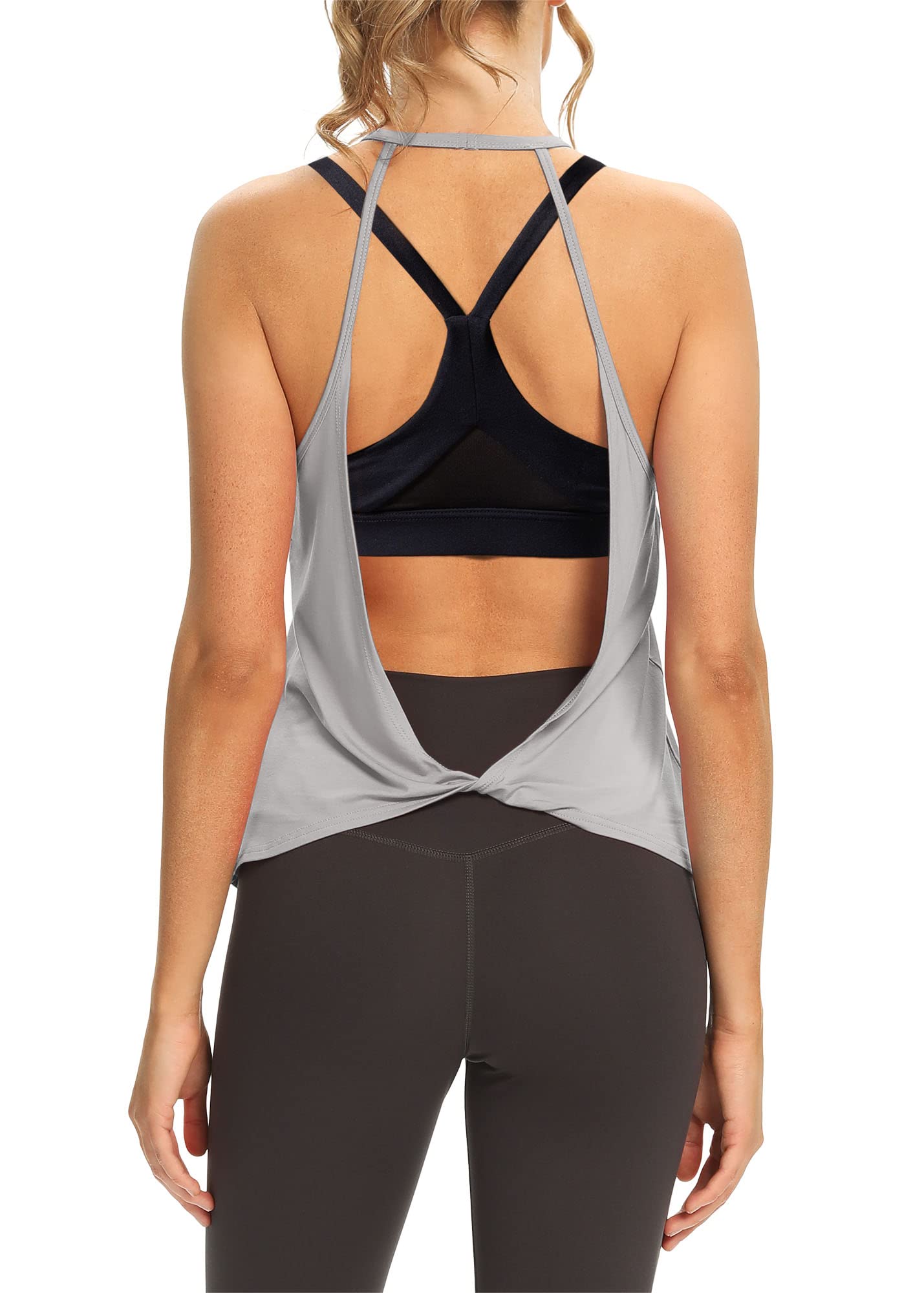 Mippo Women's Open Back Workout Tops - Sleeveless Halter Gym Athletic Tank Tops - Loose Fit Yoga Running Fitness Tops for Women - Perfect for Gym, Yoga, Running & Summer Outdoor Activities