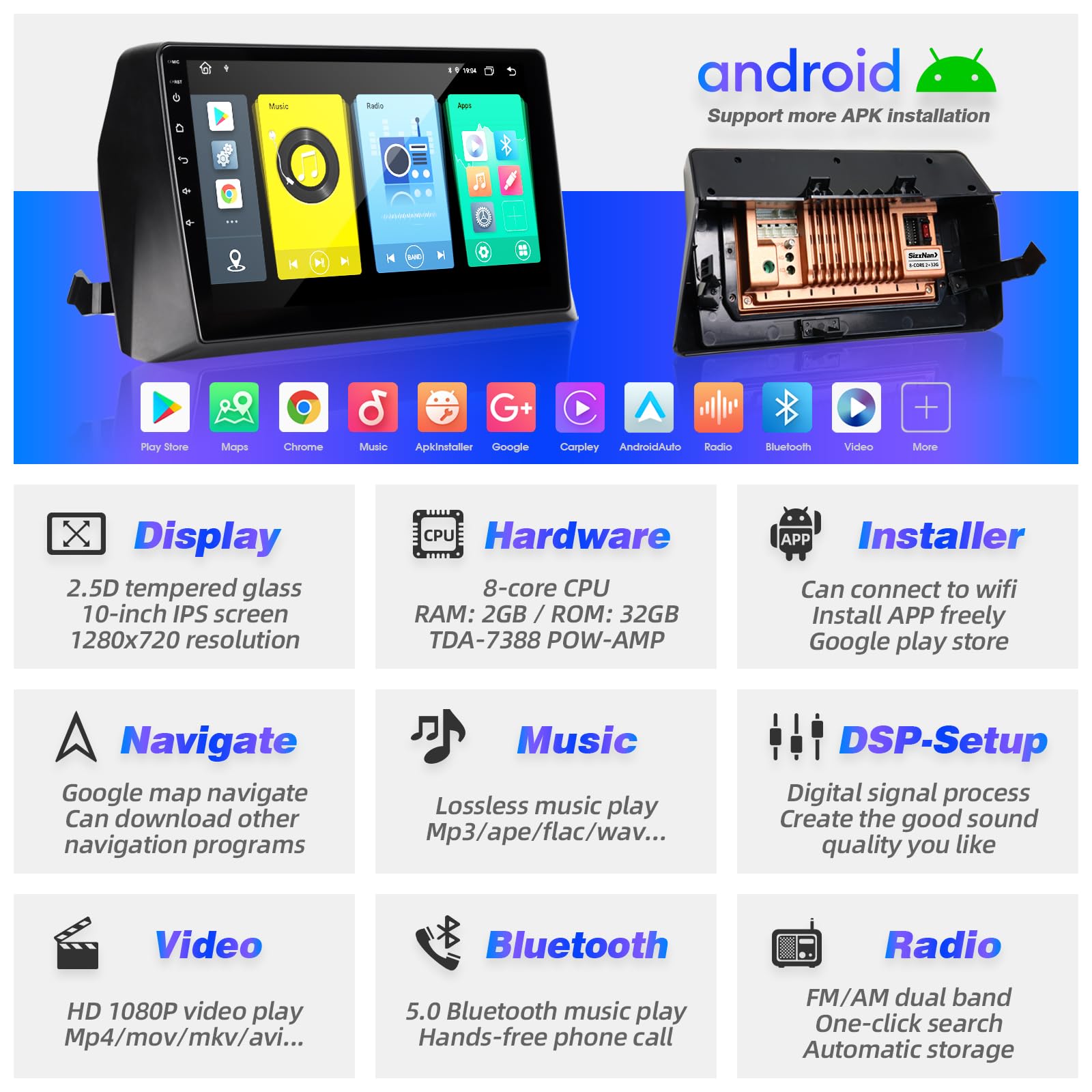 Honda Accord 8th Gen 2008-2011 Android Car Stereo with Touch Screen | Wireless CarPlay & Android Auto | Bluetooth GPS Navigation | WiFi Backup Camera | In-Dash Multimedia Player for Enhanced Driving Experience
