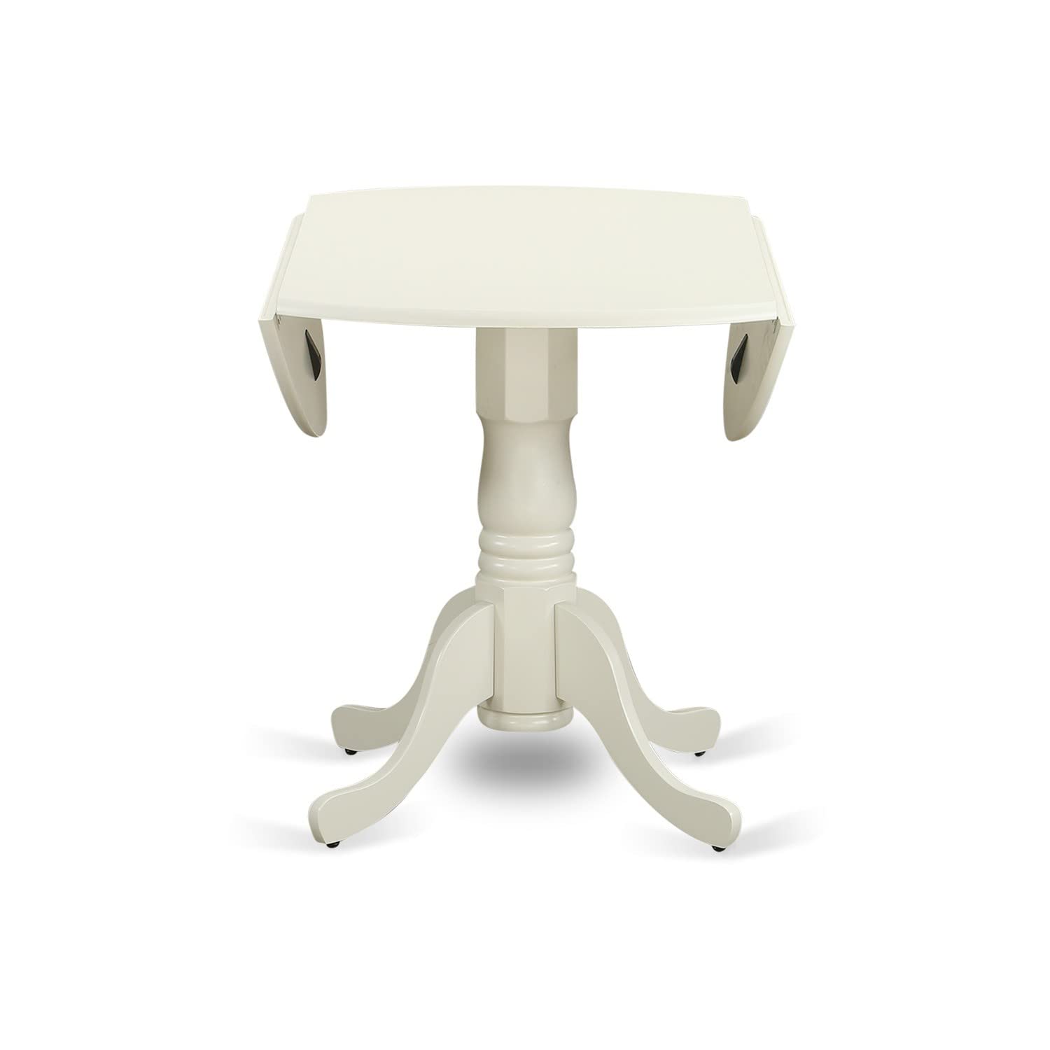 East West Furniture 5-Piece Round Dining Table Set with Drop Leaf & 4 Light Beige Linen Chairs, 42x42 Inch, Linen White - Perfect for Small Spaces, Breakfast Nooks & Cozy Kitchen Dining Areas