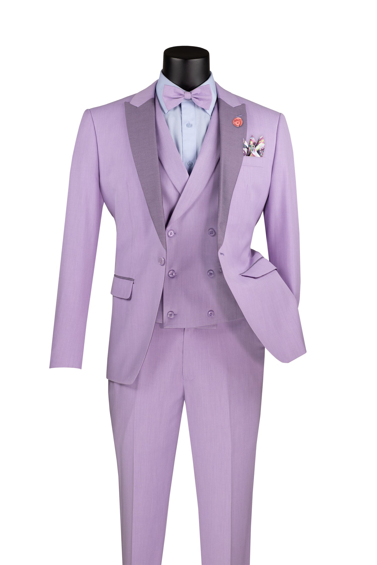 Italia Collection Slim Fit 3-Piece Suit Set - 1 Button Lavender Men's Formal Wear for Weddings, Business Meetings & Special Occasions