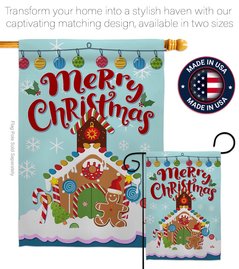 Gingerbread Christmas House Flag Set 28x40