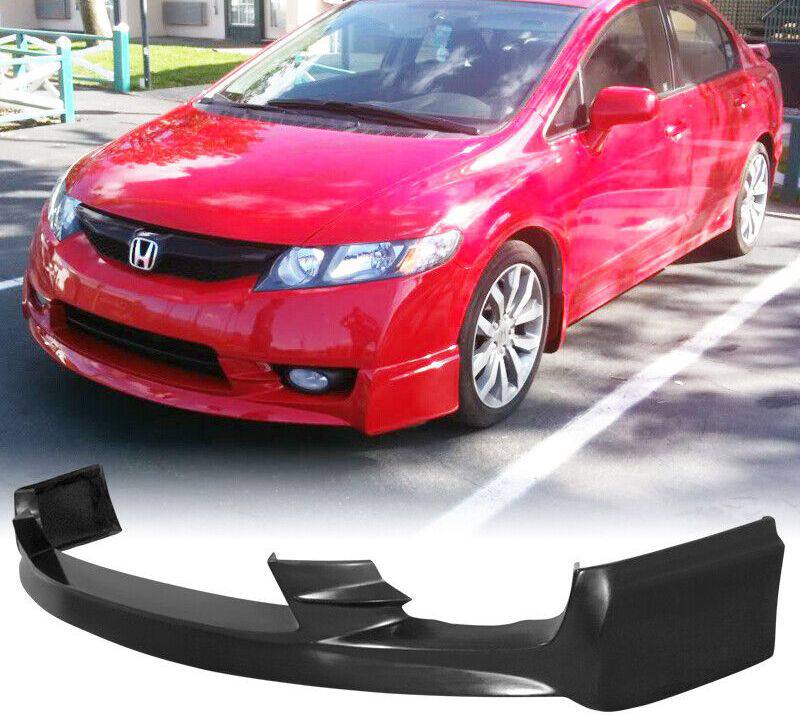 2009-2011 Honda Civic 4 Door Sedan Mugen Style Front Bumper Lip Spoiler - Durable PU Material for Enhanced Aerodynamics & Sporty Look - Perfect for Car Enthusiasts & Street Racing Upgrades