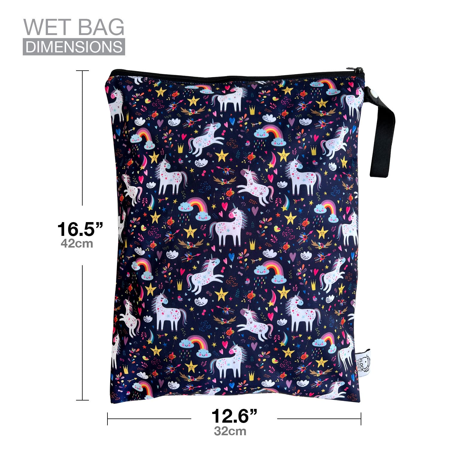 Waterproof Reusable Wet Bag for Diapers, Swimsuits & Toiletries - Large 12.6
