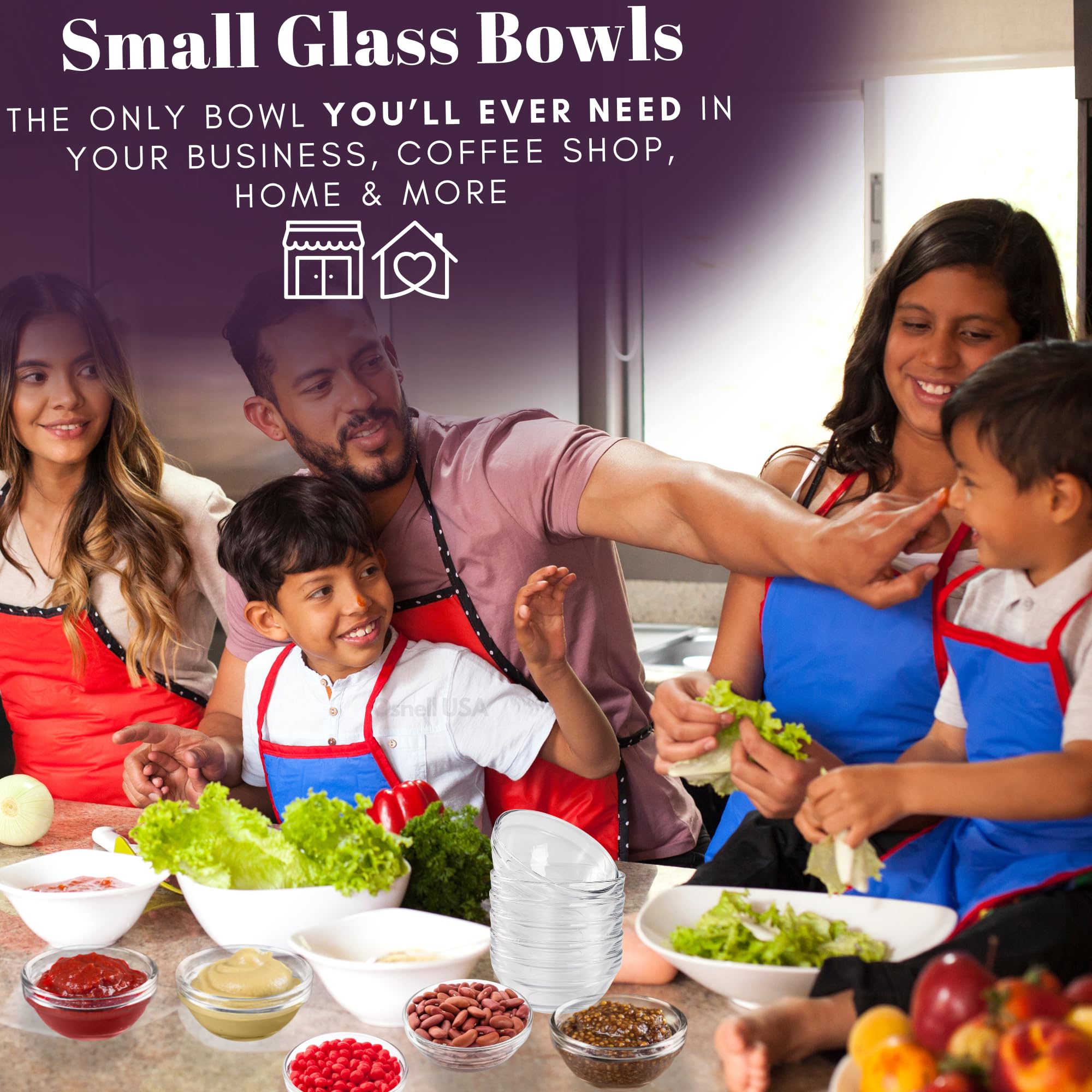 4 oz Small Glass Prep Bowls for Cooking & Baking - Microwave & Dishwasher Safe Glass Ramekins - Perfect for Meal Prep, Spice Mixing & Ingredient Organization (Pack of 6)