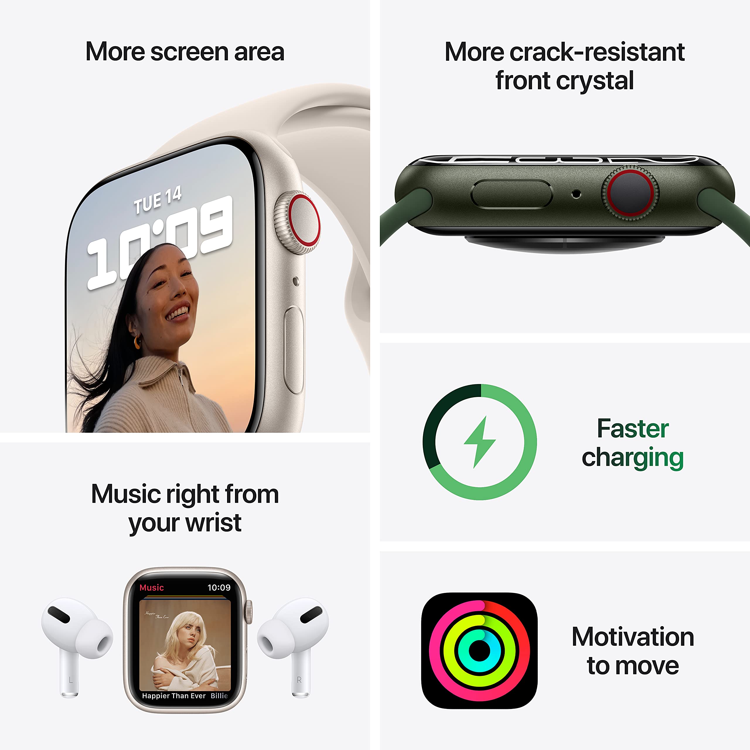 Apple Watch Series 7 GPS + Cellular 41mm Gold Stainless Steel Case with Abyss Blue Sport Band - Refurbished Smartwatch for Fitness Tracking, Calls & Notifications - Perfect for Running, Swimming & Daily Wear