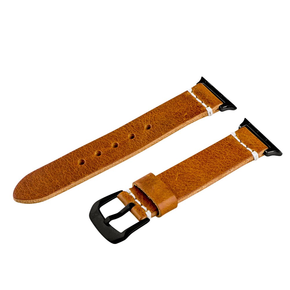 Genuine Leather Apple Watch Band 38mm - Aged Saddle for Men & Women | Work & Casual Wear