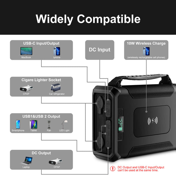 Portable Power Station 96000mAh 307.2Wh Solar Generator - Outdoor Camping, RV Trips, Emergency Backup Power Supply for Home & Travel