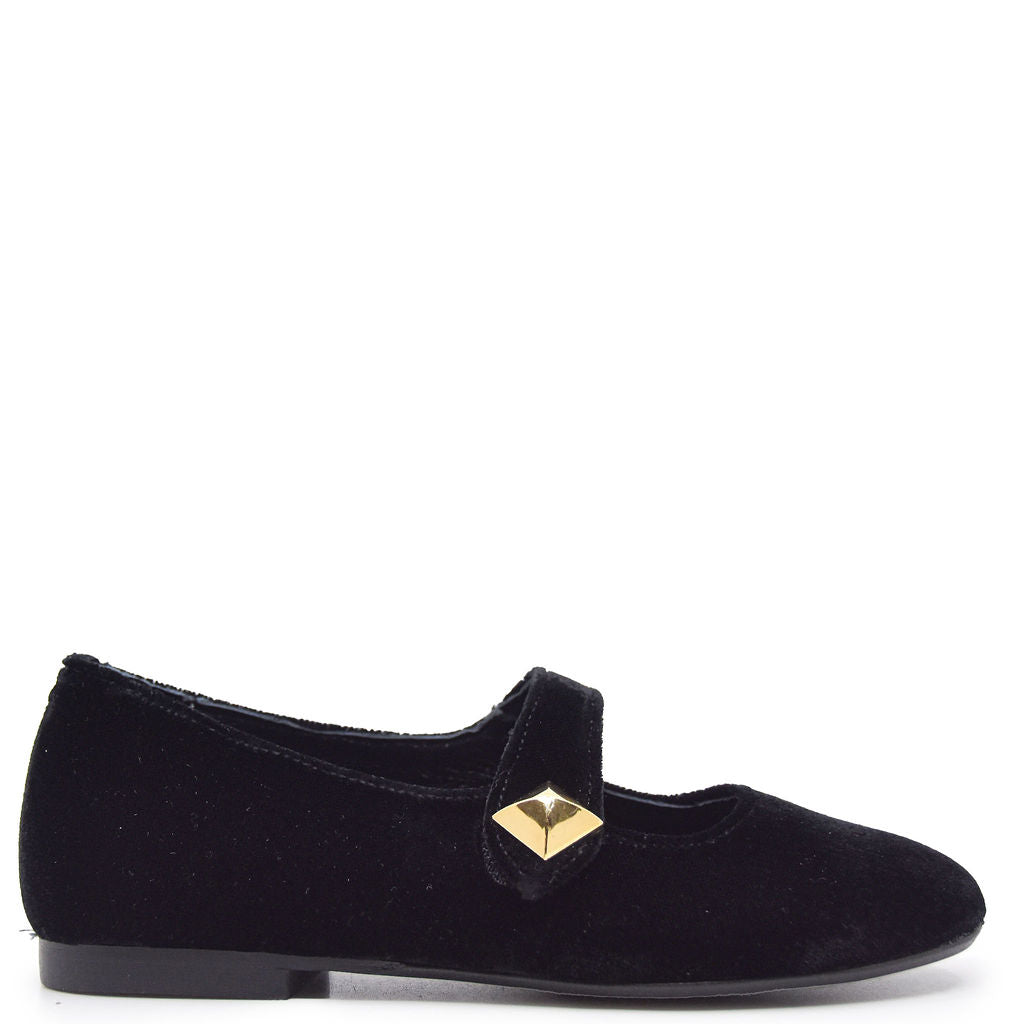 Blublonc Black Velvet Stud Mary Jane Shoes for Women - Elegant Vintage Style Pumps with Chunky Heel | Perfect for Weddings, Parties & Office Wear