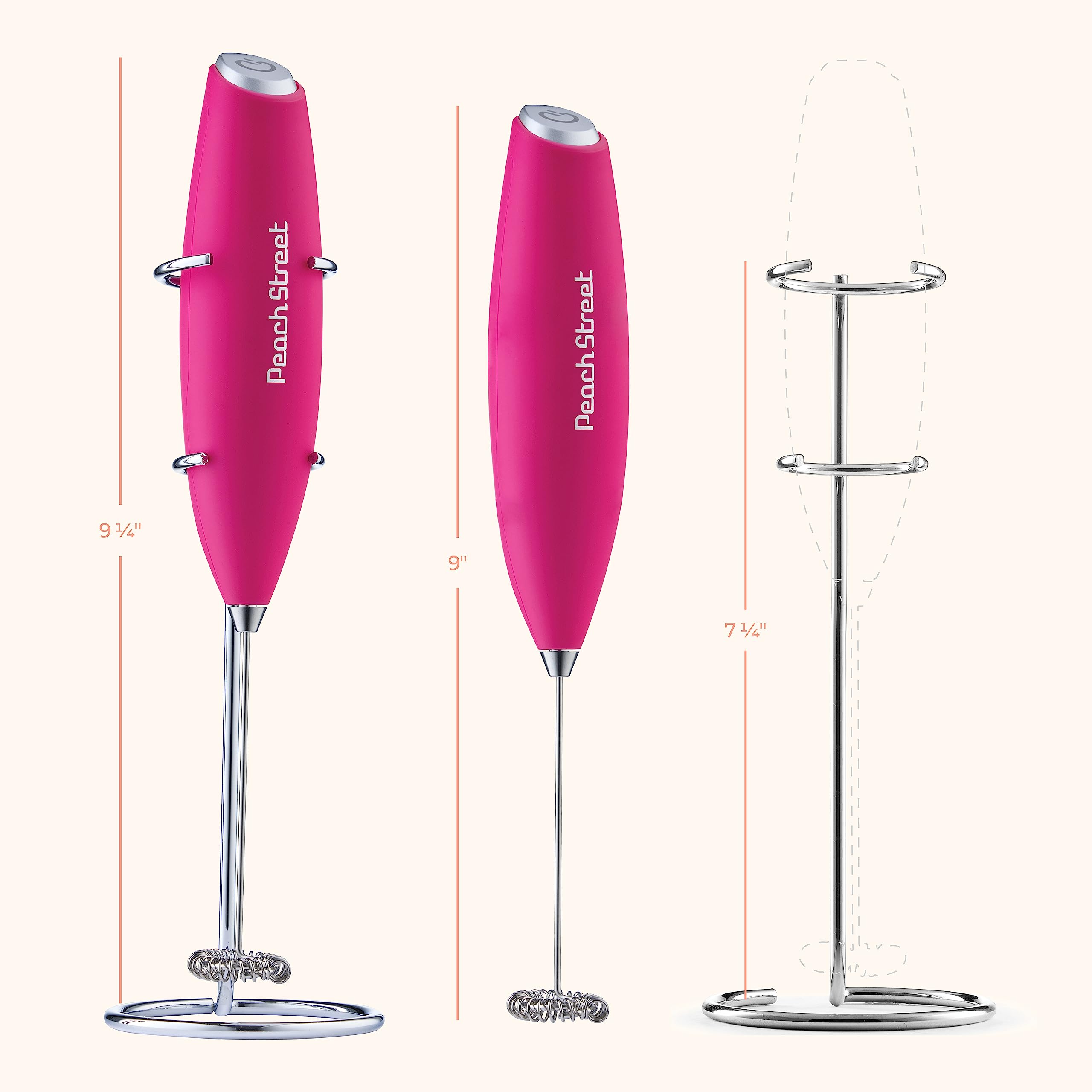 Premium Handheld Milk Frother - Stainless Steel Battery Operated Drink Mixer for Coffee, Lattes & Cappuccino | Portable Mini Milk Foamer with Stand | Perfect for Frappe, Matcha & Hot Chocolate at Home, Office or Cafe