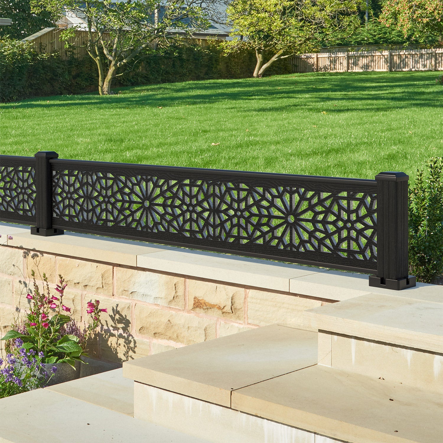 Alnara 180x30cm Decorative Fence with Composite Posts - Perfect for Garden Borders, Yard Landscaping, and Outdoor Home Decor