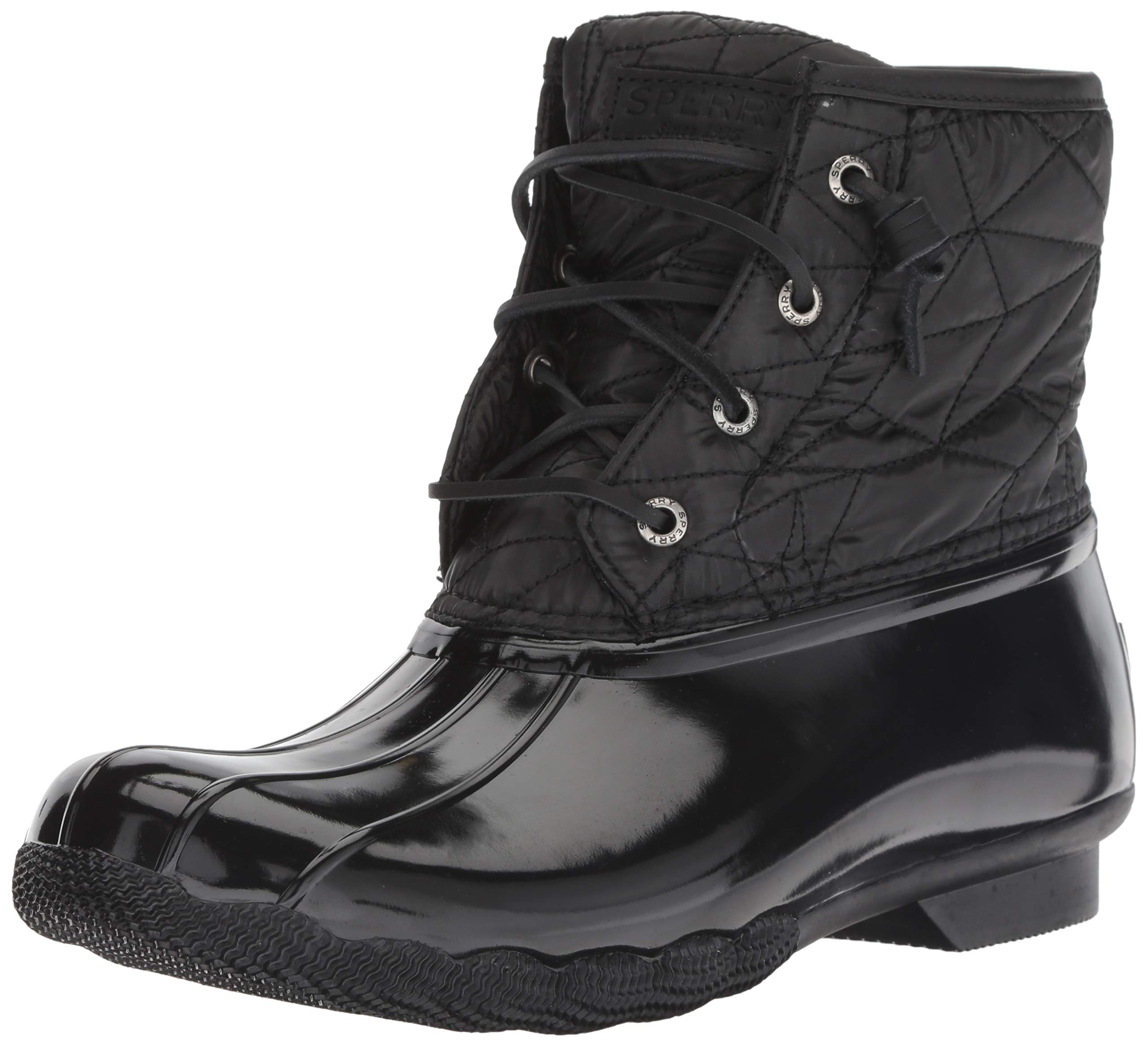 Sperry Women's Saltwater Nylon Quilt Rain Boots - Waterproof Ankle Rain Shoes for Women, Fashion Quilted Rain Booties for Walking, Gardening & Outdoor Activities