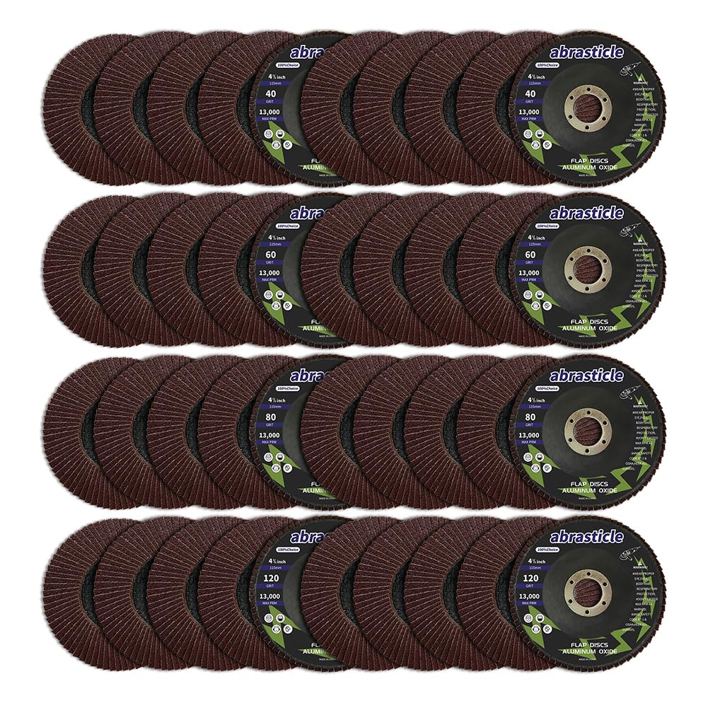 40 Pack 4.5 Inch Flap Discs for Angle Grinder - Assorted 40/60/80/120 Grit Sanding Discs - Perfect for Metal, Wood & Paint Removal - DIY & Professional Use