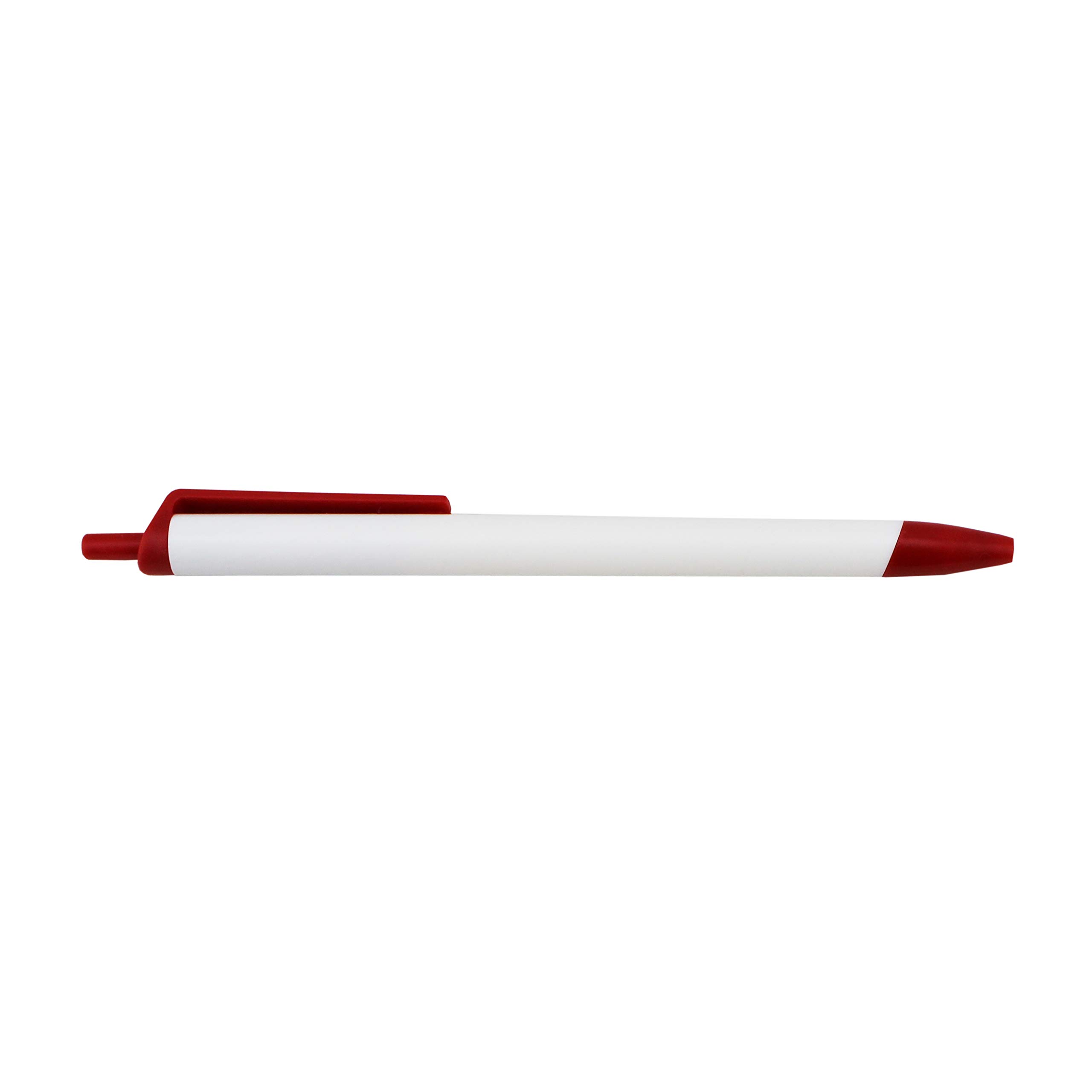 EZPENCILS & GIFTS - Bulk Blank White Plastic Pens with Black Ink - Champion Pens with Red Tip, Clip & Cap (Pack of 60) - Perfect for Offices, Schools, Events & Promotional Giveaways
