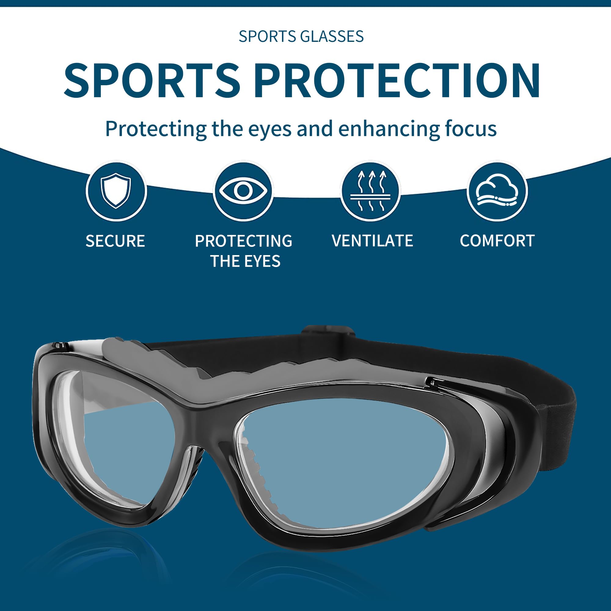 Anti-Fog Sports Goggles for Men & Women - Basketball, Football Protective Eyewear with Shock Resistance - Perfect for Outdoor Activities, Running, Cycling & Gym Workouts