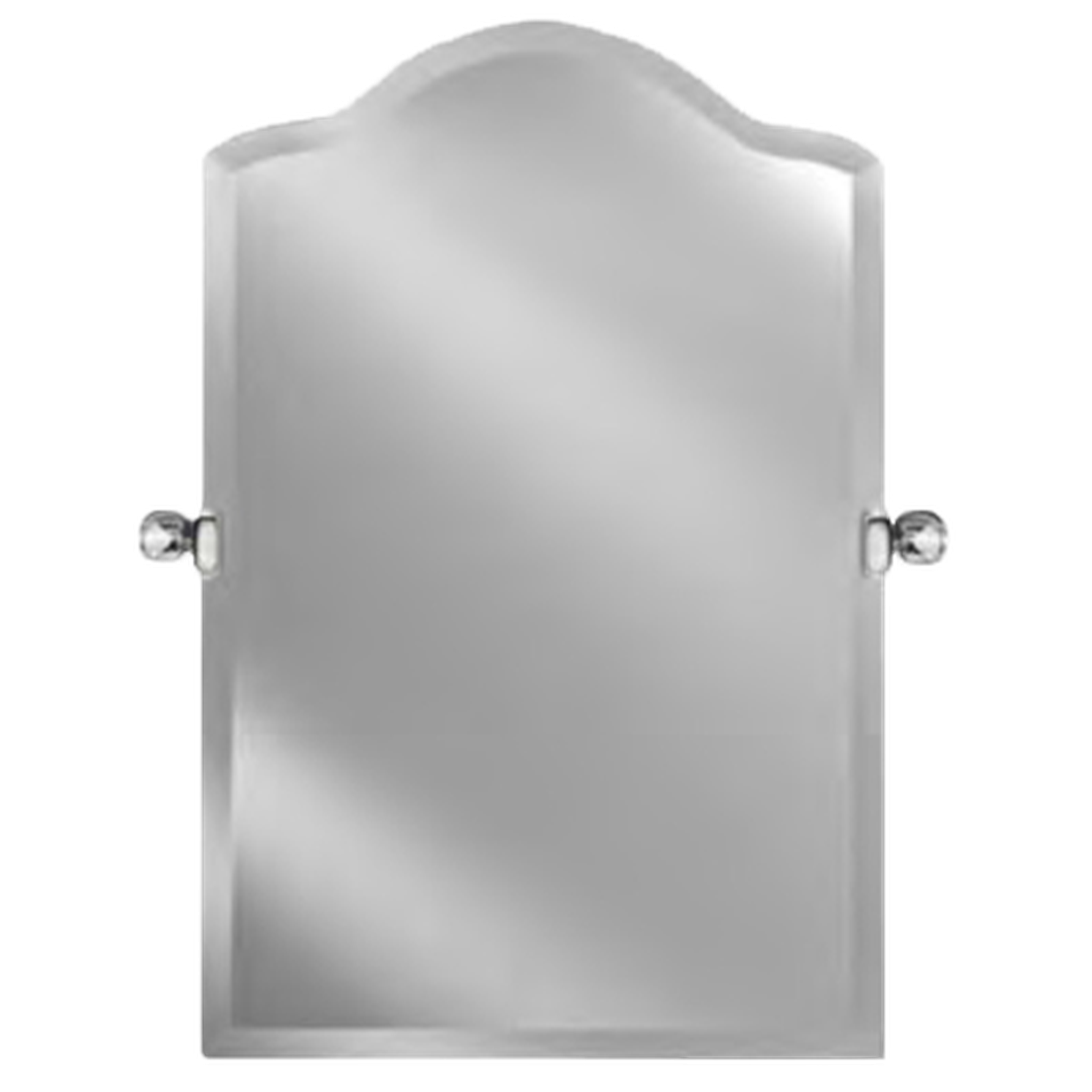 Afina Radiance 16x25 Inch Scallop Edge Frameless Beveled Wall Mirror with Polished Chrome Tilt Bracket - Elegant Bathroom, Bedroom, or Entryway Decor