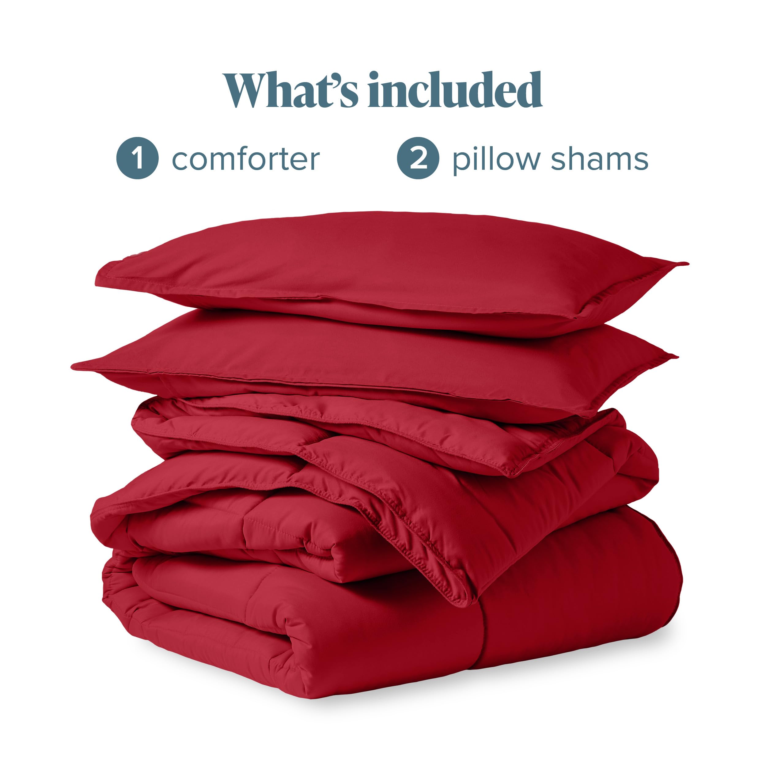 Bare Home Comforter Set - Oversized King Size Ultra-Soft Goose Down Alternative - Premium 1800 Series All-Season Bedding - Breathable & Hypoallergenic (Red) - Perfect for Master Bedrooms, Guest Rooms & Cozy Winter Nights