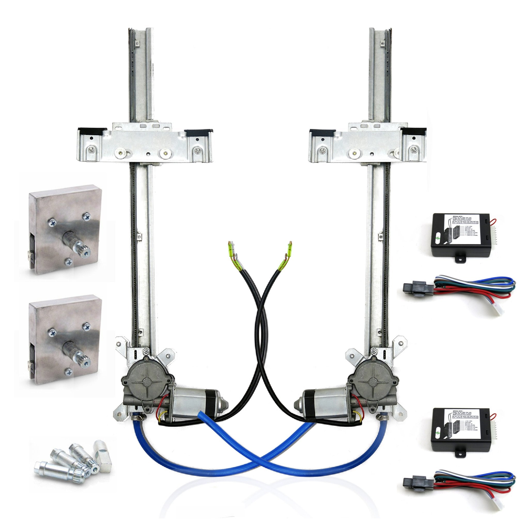 1903 Rambler Model E 12V Power Window Conversion Kit with One-Touch Billet Crank Switches - Flat Glass Upgrade for Classic Car Restoration & Easy Window Operation