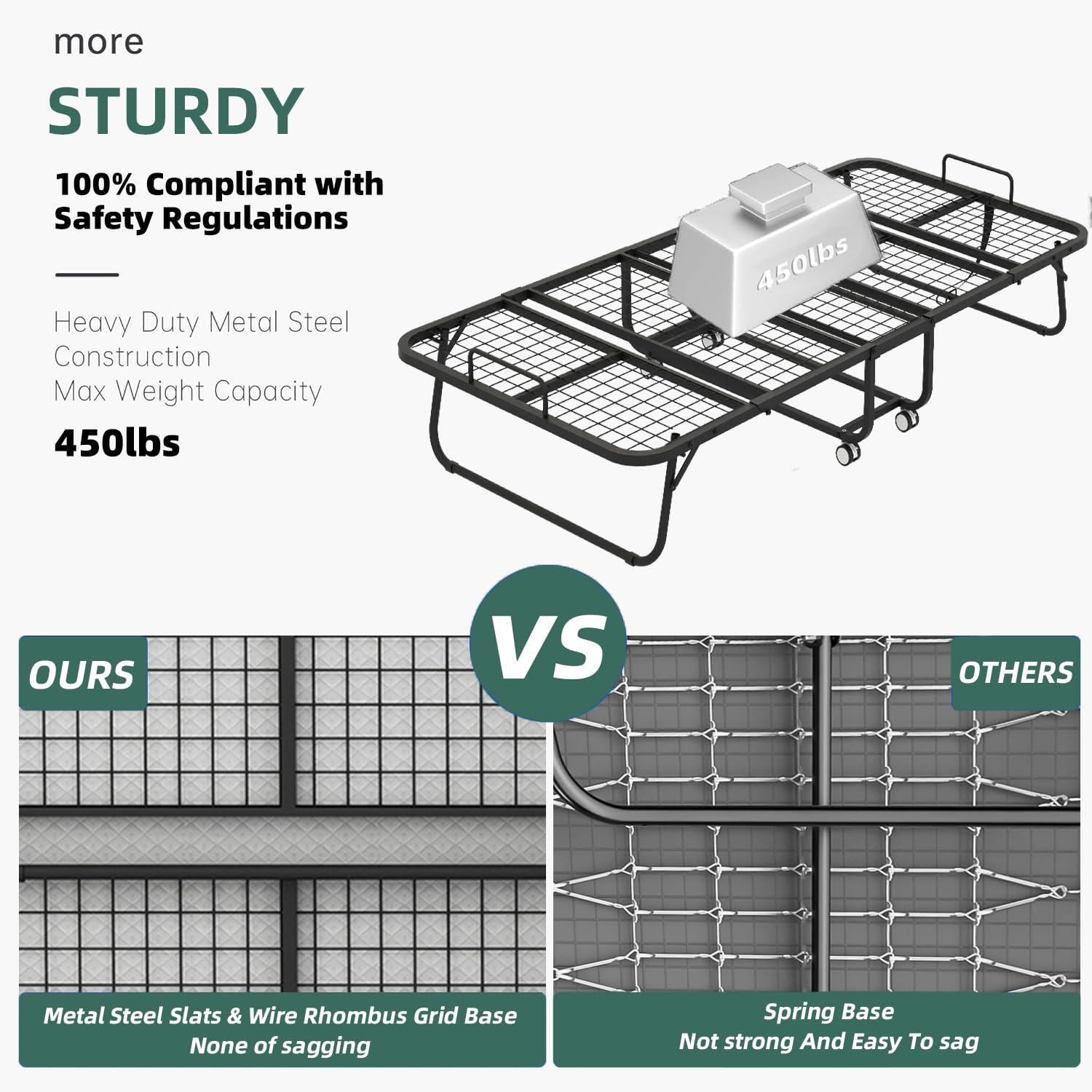 Foldable Guest Bed with Mattress - 75