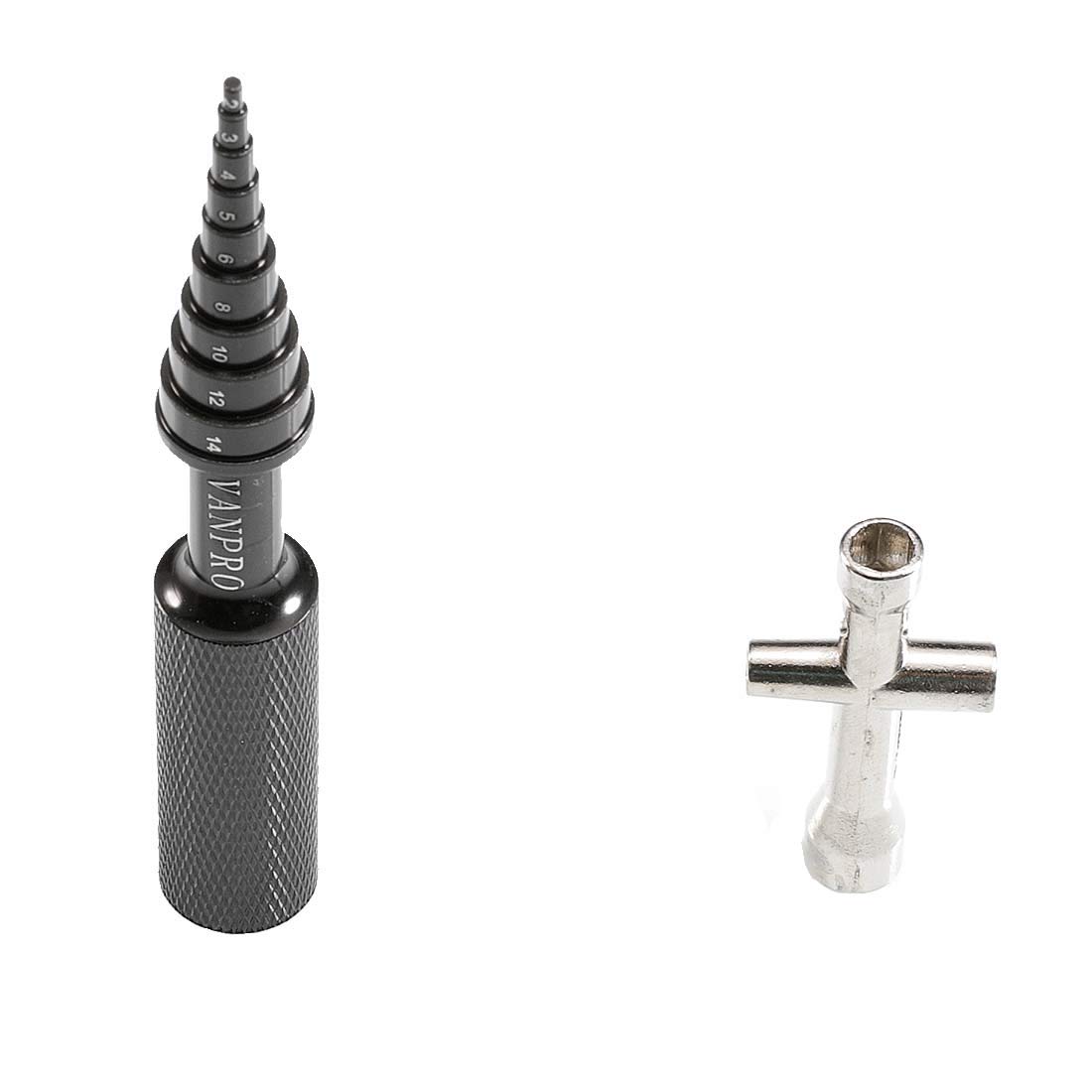 VanPro Skateboard Bearing Tool Set - Aluminum RC Ball Bearing Driver & Removal Tool for Electric Skateboard Maintenance - Perfect for DIY Skateboard Repair & RC Model Bearing Installation (Black) - Essential for Skateboard Enthusiasts & RC Hobbyists