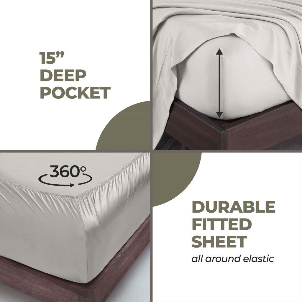 400 Thread Count Modal Beechwood Bed Sheet Set - Ultra Soft, Breathable & Deep Pocket Fitted - Perfect for Luxury Bedding & Comfortable Sleep