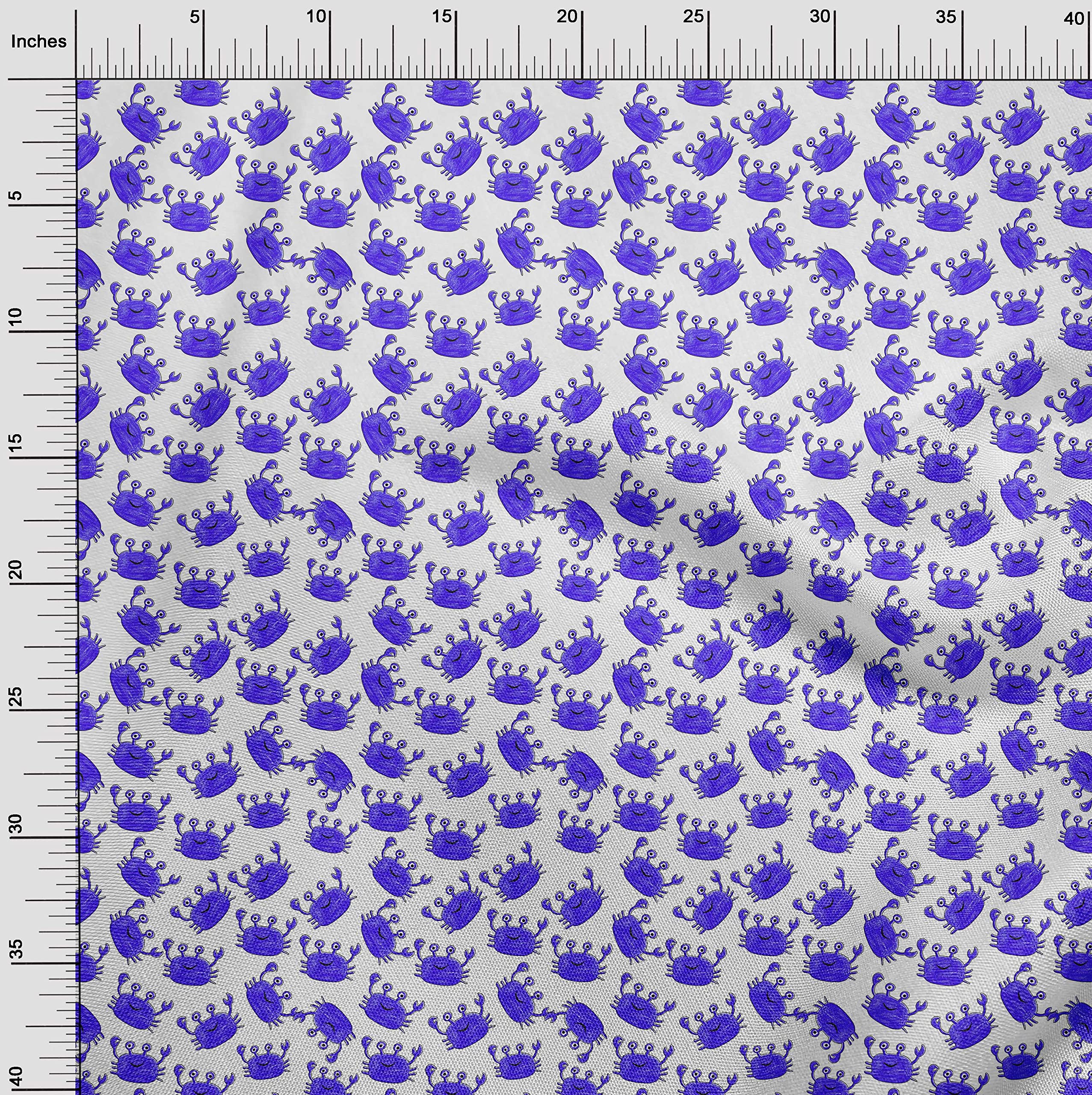 Velvet Purplish Blue Fabric for Kids Crab DIY Sewing - 58 Inch Wide by The Yard | Printed Fabric for Clothing, Crafts & Home Decor | Perfect for Costumes, Quilting & Sewing Projects