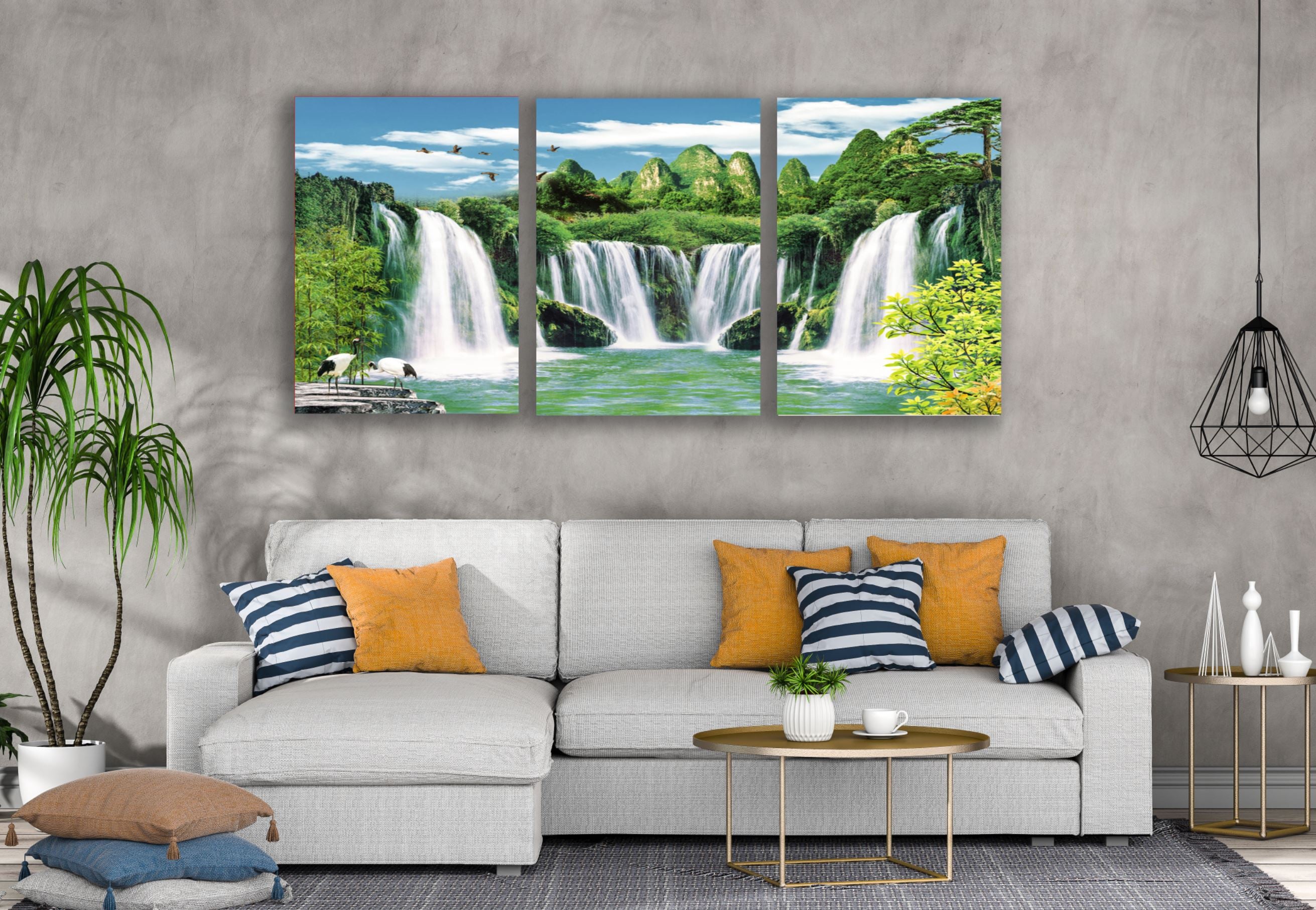3-Piece Stunning Waterfall Scenery Canvas Wall Art Prints - High Quality 100% Australian Made - Ready to Hang - Perfect for Living Room, Bedroom & Office Decor