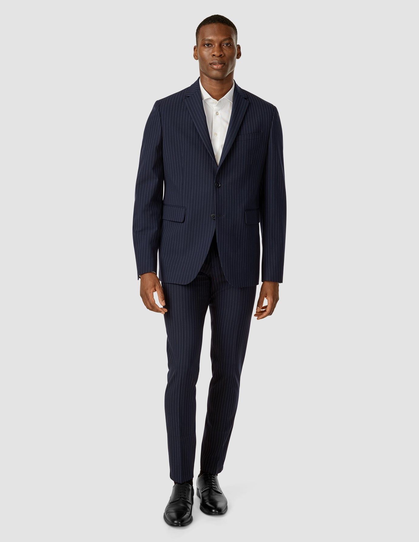 Slim Fit Navy Pinstripe Dress Pants for Men - Professional Office Wear & Formal Business Attire - Perfect for Work, Interviews & Special Occasions